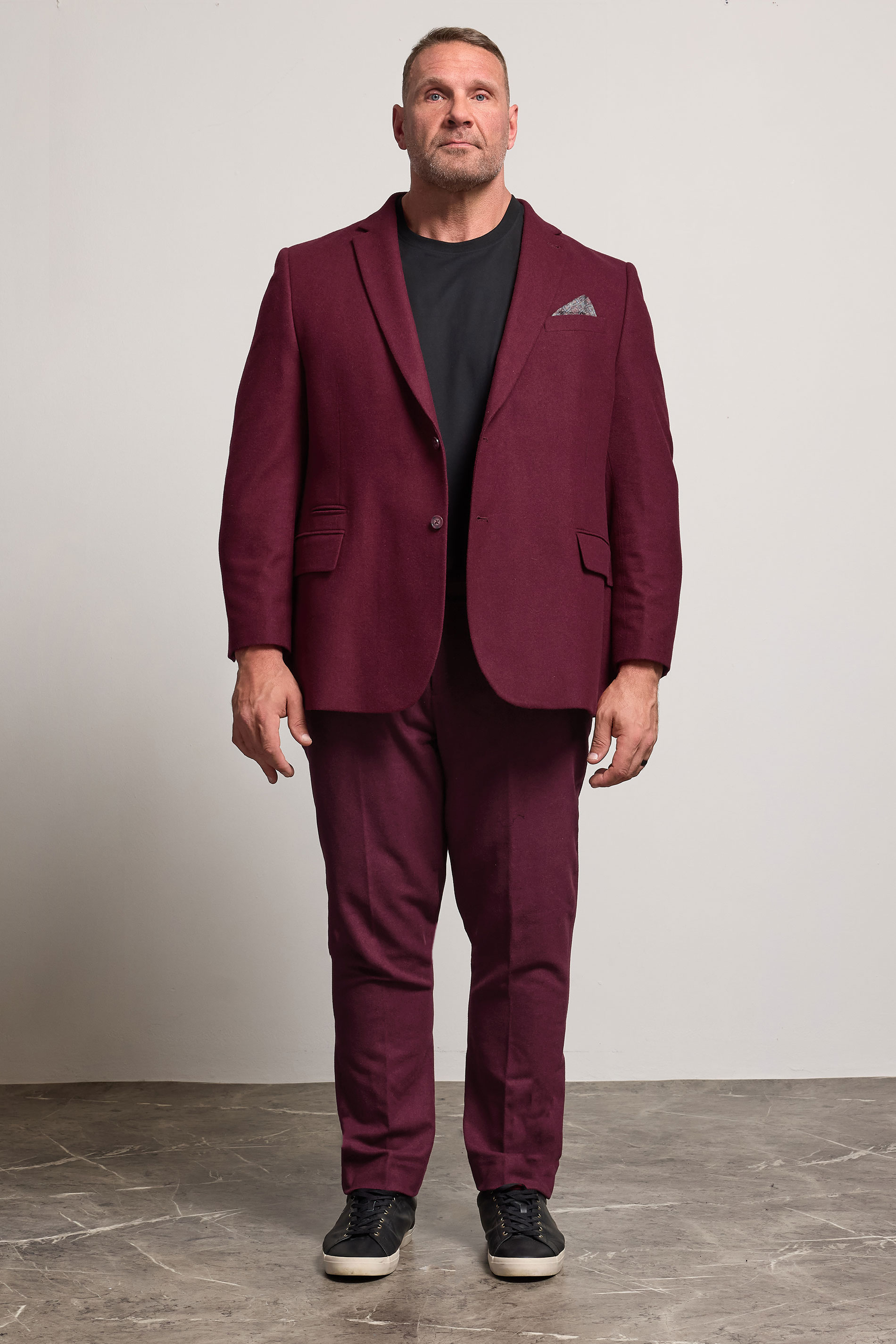BadRhino Tailoring Big & Tall Burgundy Red Tweed Suit Trouers | BadRhino 1