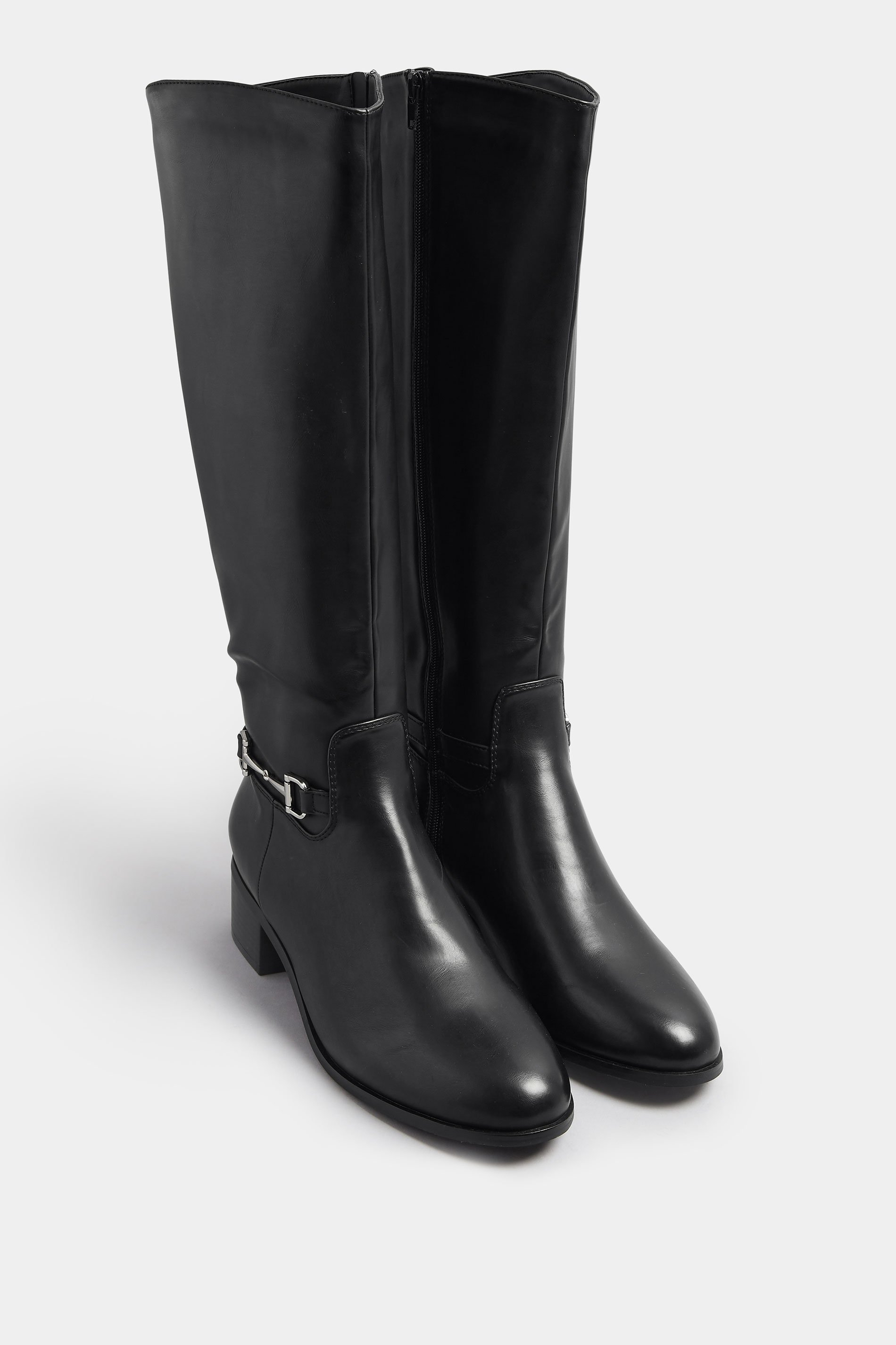 LTS Black Metal Trim Knee High Riding Boots | Long Tall Sally 2