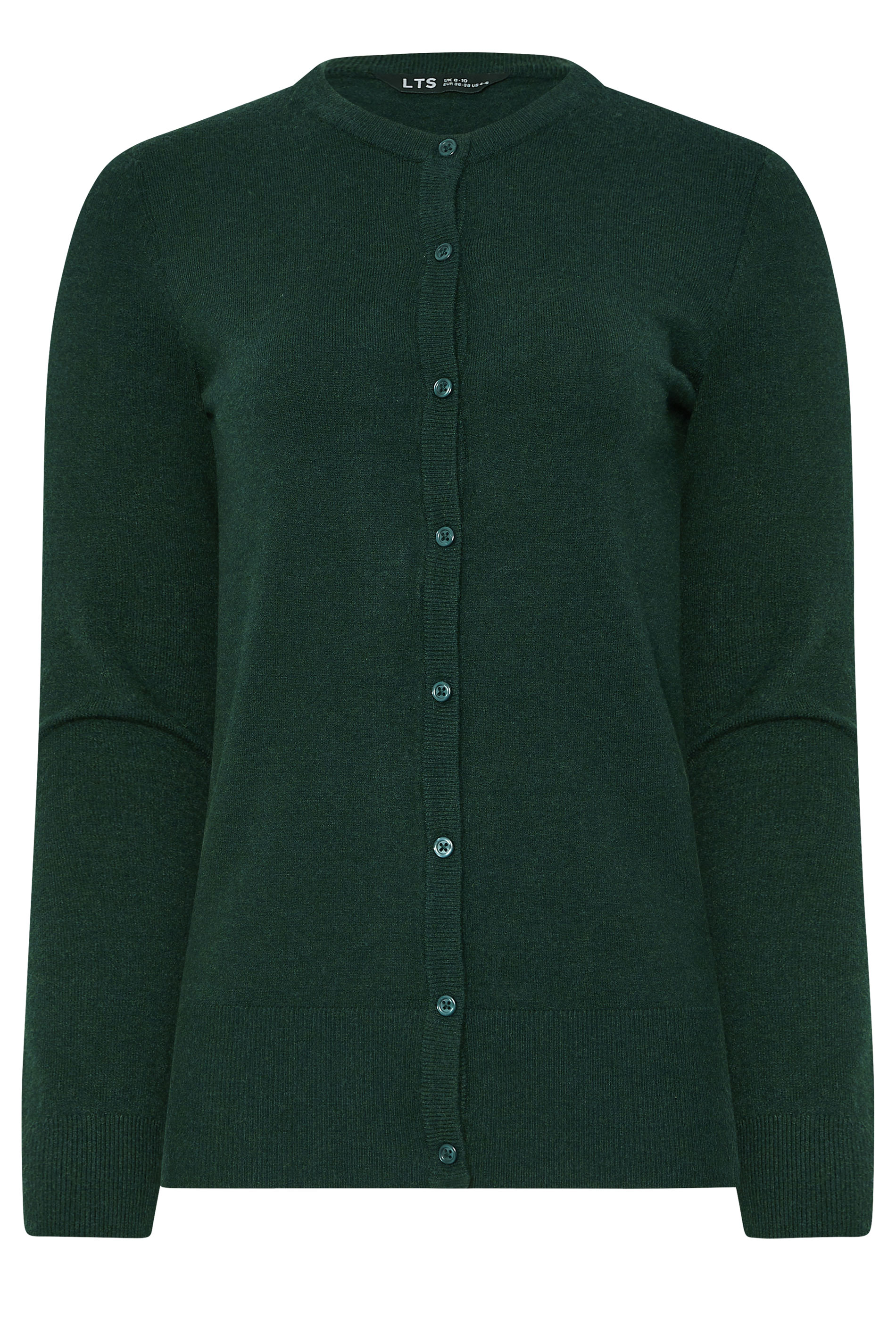 LTS Tall Dark Green Crew Neck Button Cardigan | Long Tall Sally 5