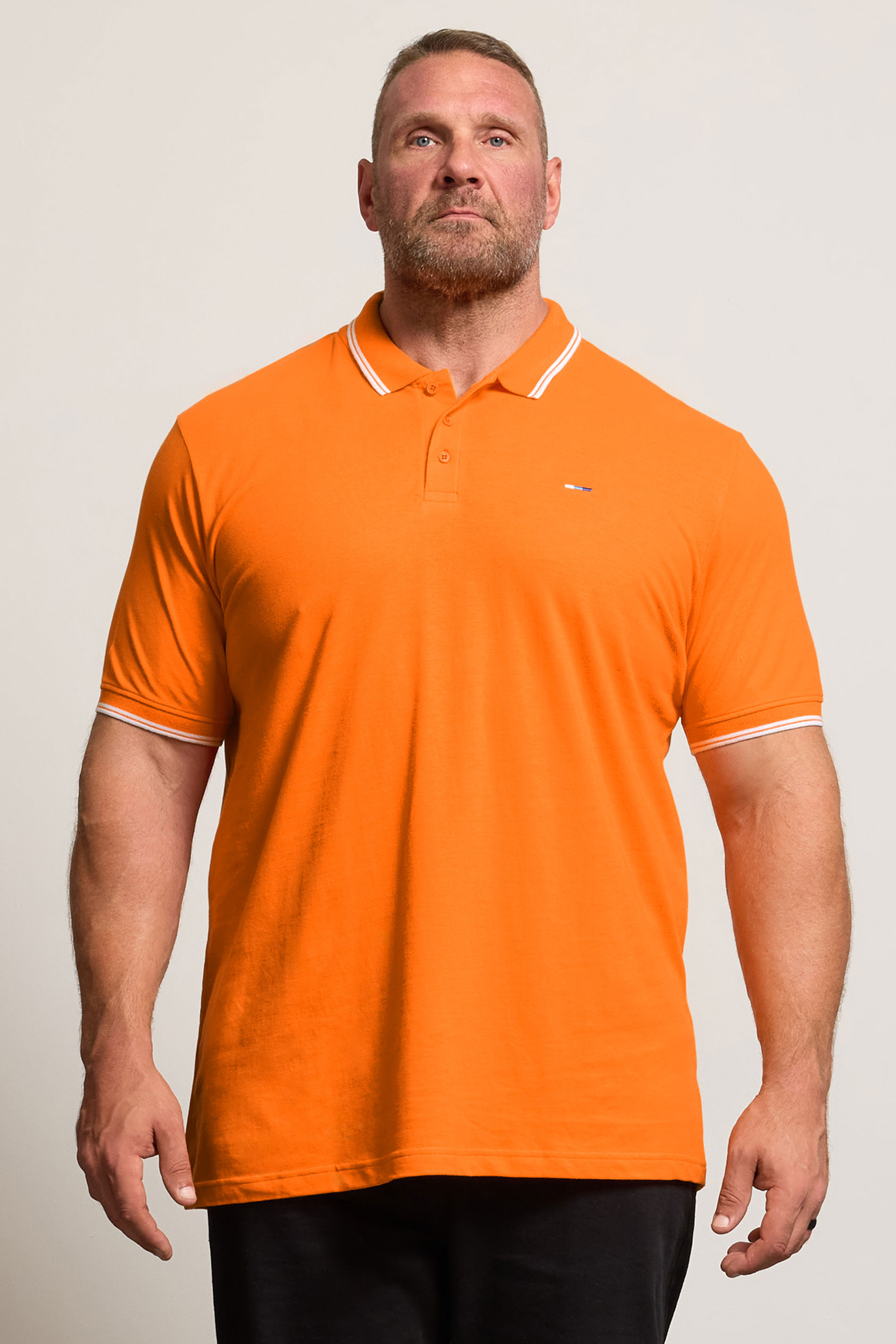 BadRhino Big & Tall Orange & White Tipped Polo Shirt | BadRhino 1
