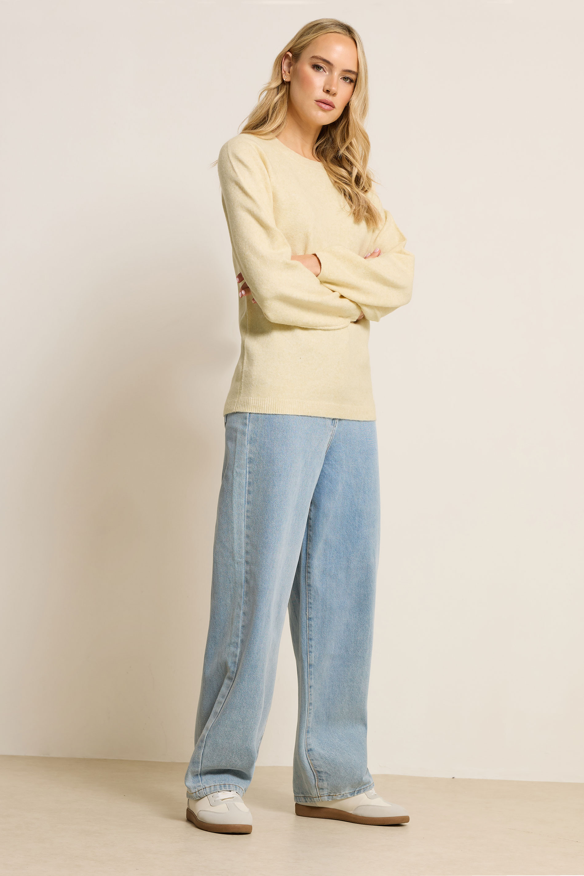 LTS Tall Butter Yellow Knit Balloon Sleeve Jumper | Long Tall Sally 2