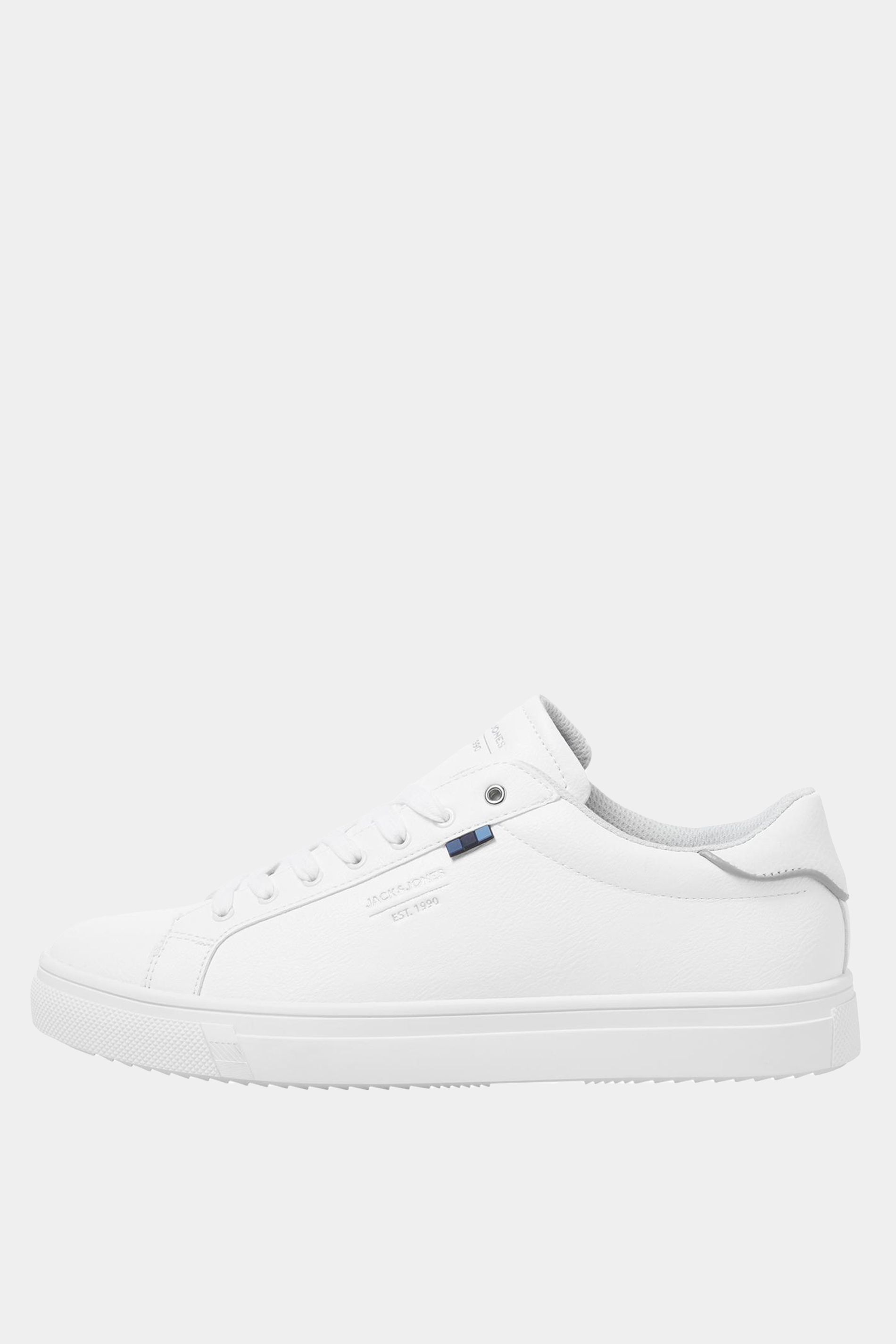 JACK & JONES Big & Tall White PU Lace Up Trainers | BadRhino 3