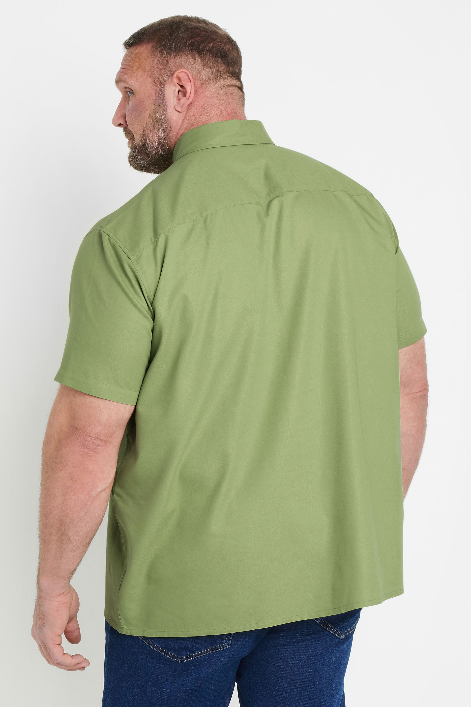 BadRhino Big & Tall Sage Green Short Sleeve Oxford Shirt | BadRhino 4