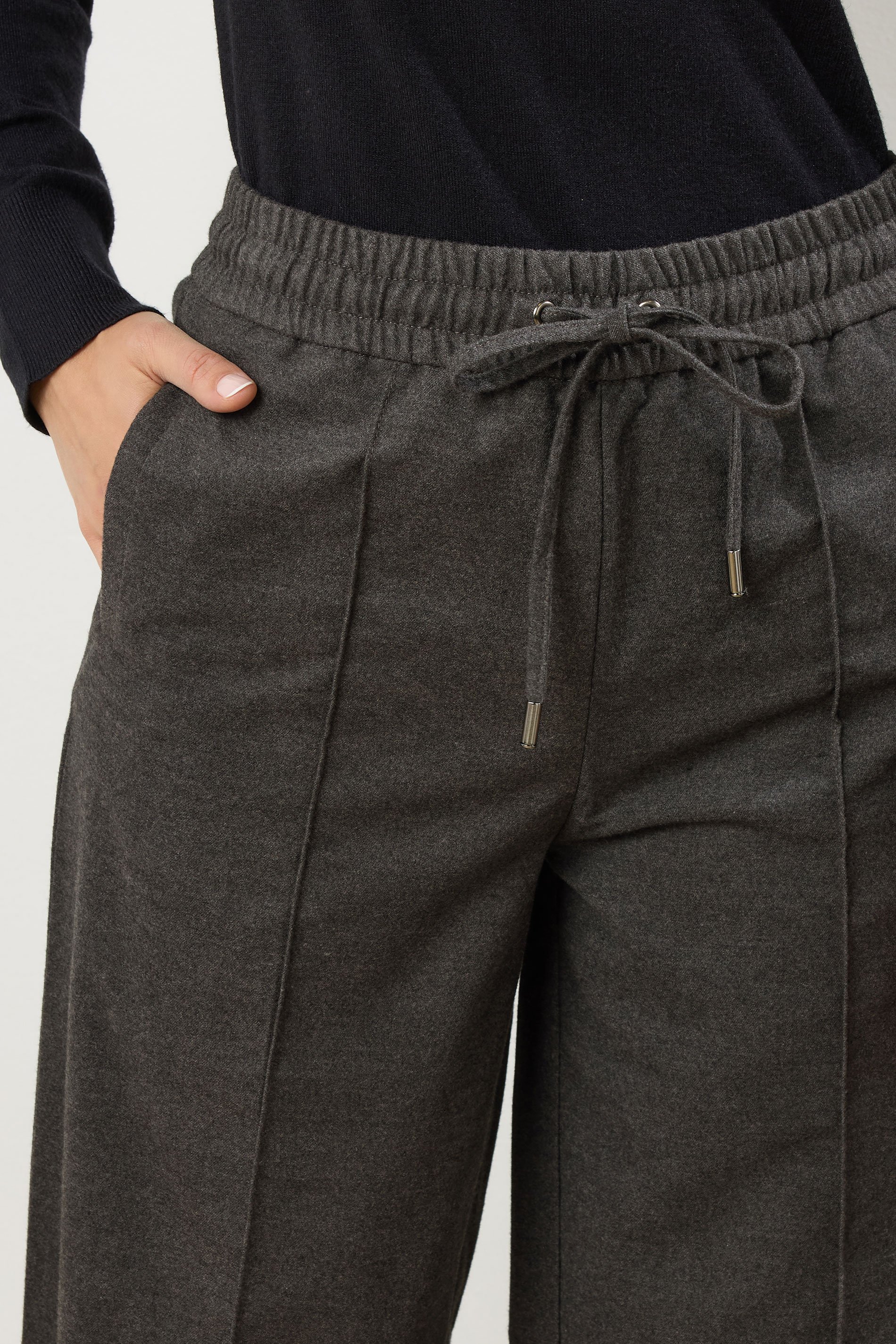 LTS Tall Grey Brushed Wide Leg Trousers | Long Tall Sally 5