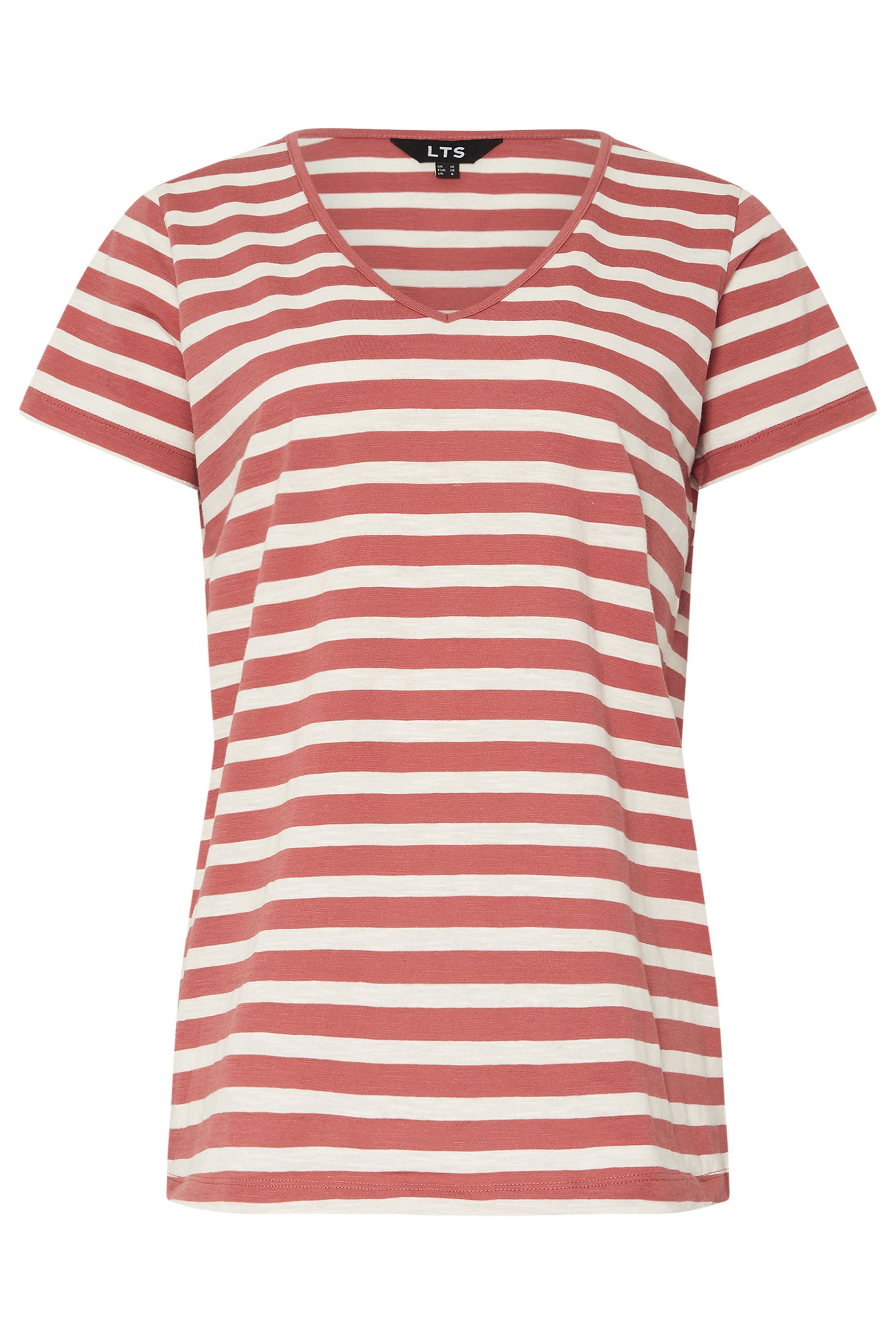 LTS Tall 3 PACK Blue & Coral Orange Stripe V-Neck T-Shirts | Long Tall Sally 11