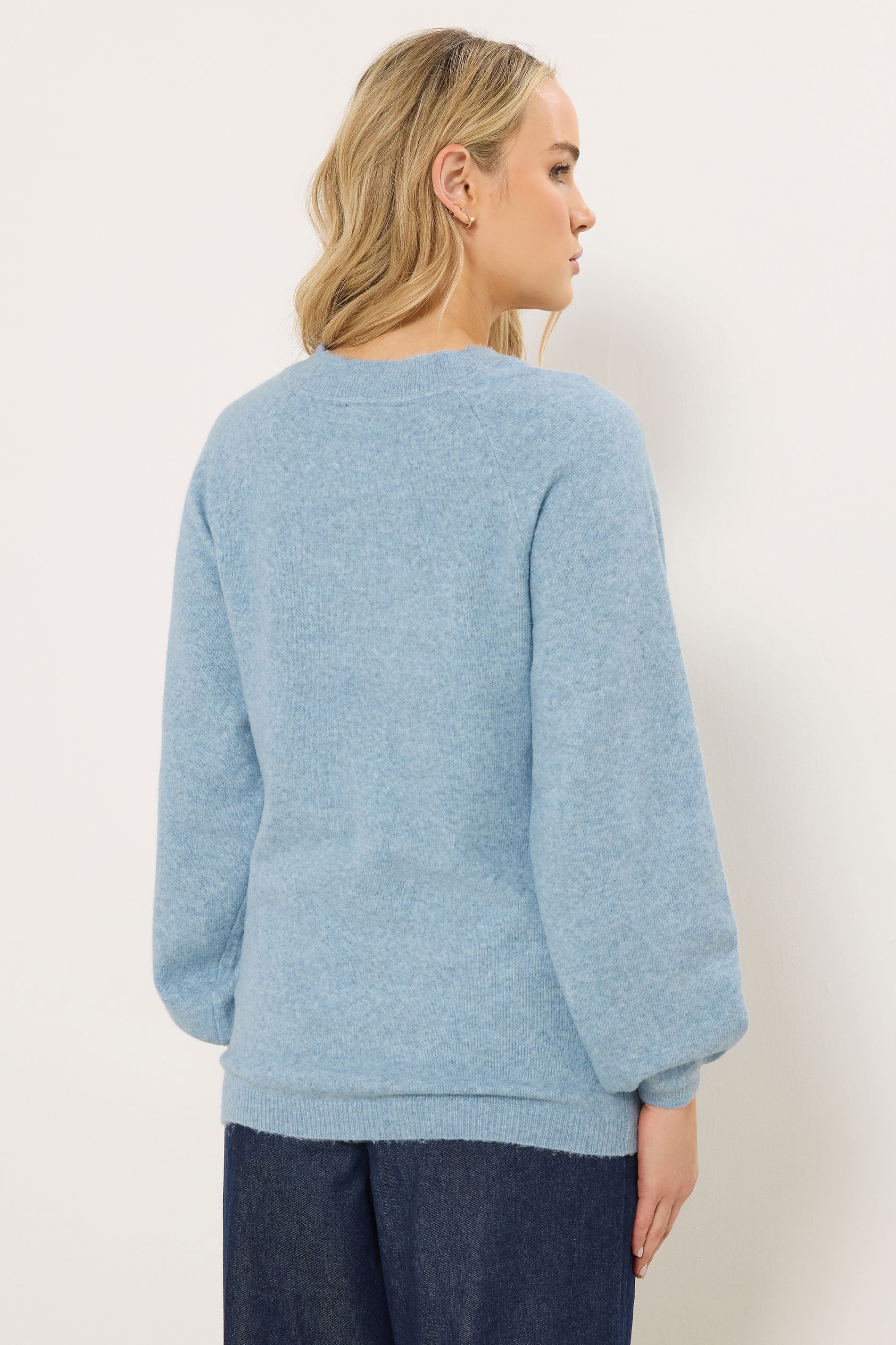 LTS Tall Light Blue Knit Balloon Sleeve Jumper | Long Tall Sally 4