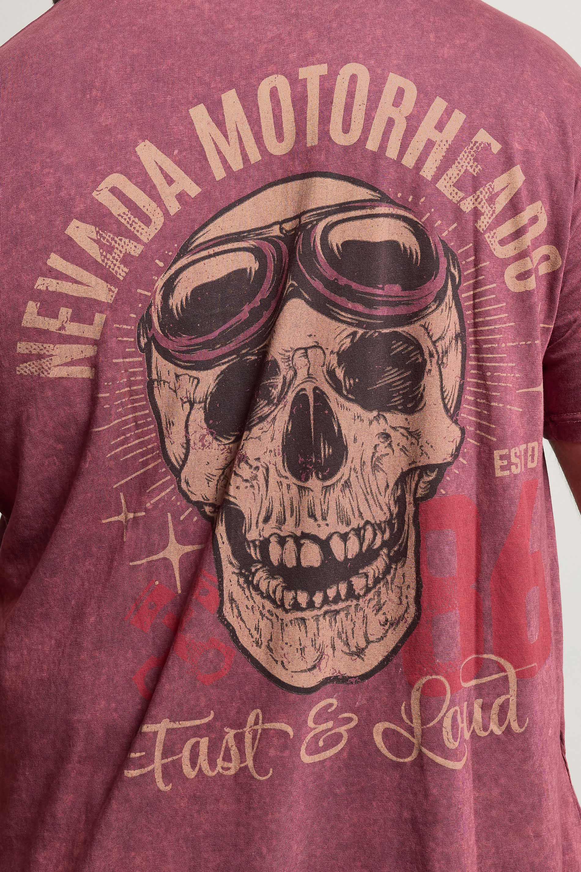 BadRhino Big & Tall Red Acid Wash 'Nevada Motorheads' Slogan T-Shirt | BadRhino 6