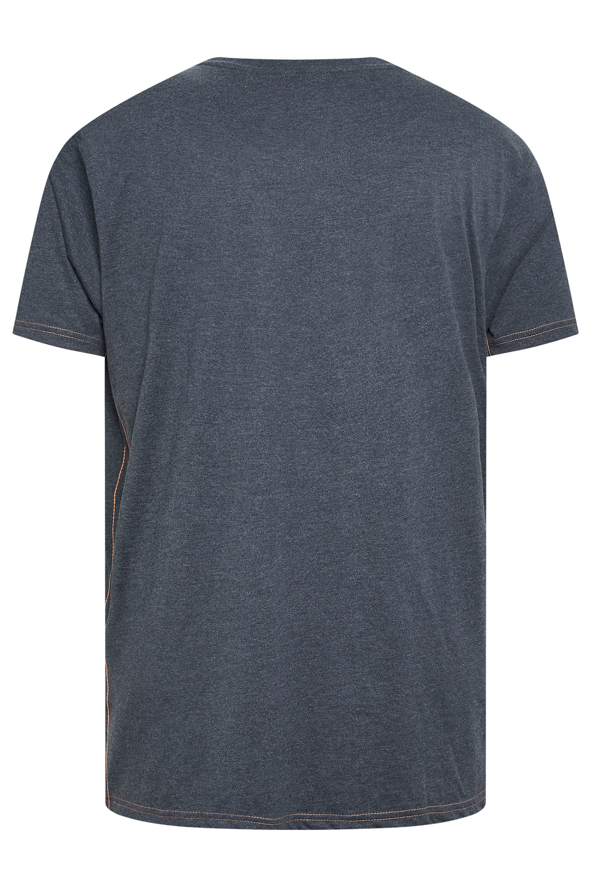 KAM Big & Tall Indigo Blue Marl 'Born to Ride' Print T-Shirt | BadRhino 3