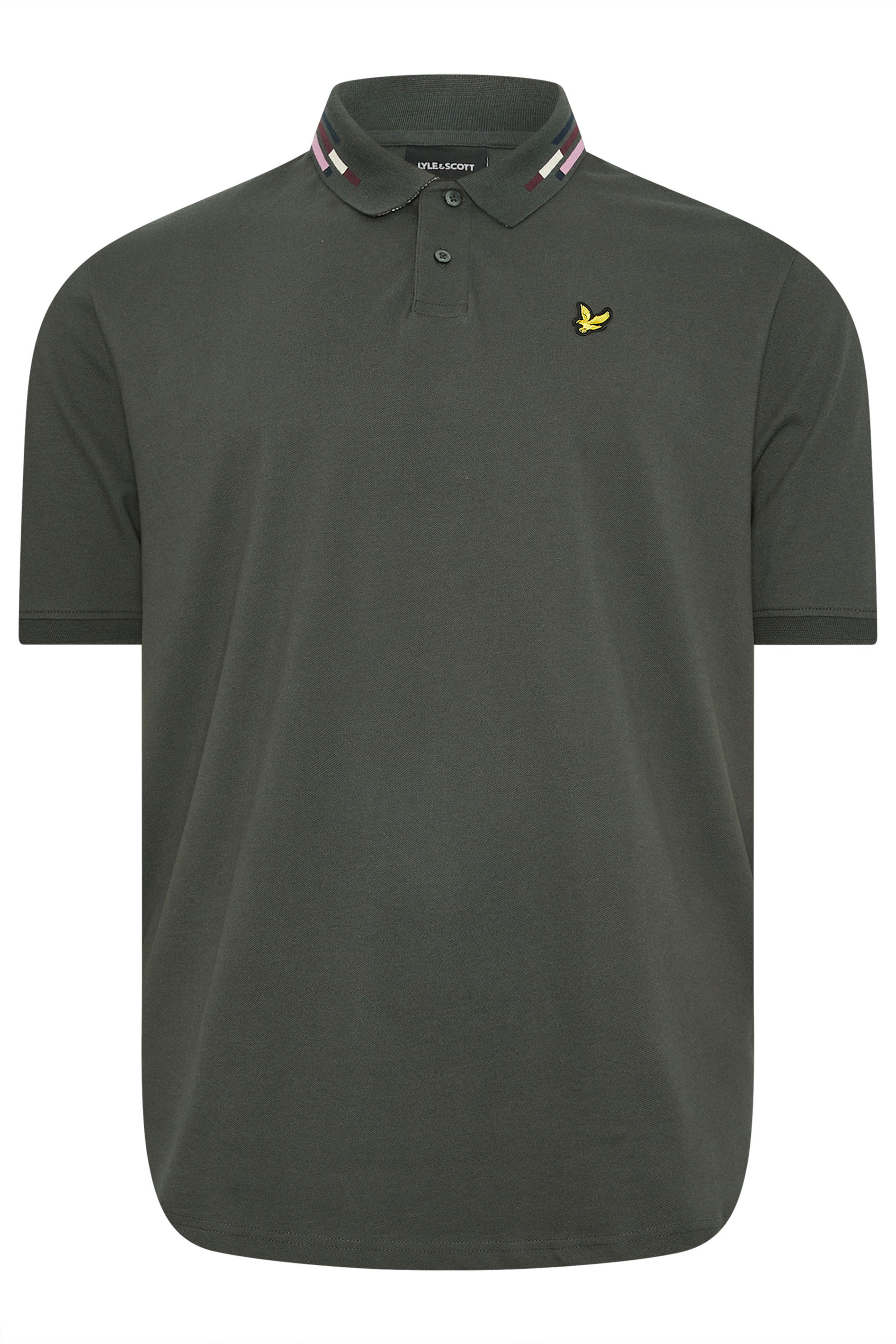 LYLE & SCOTT Big & Tall Gunmetal Grey Striped Tipped Polo Shirt | BadRhino 4