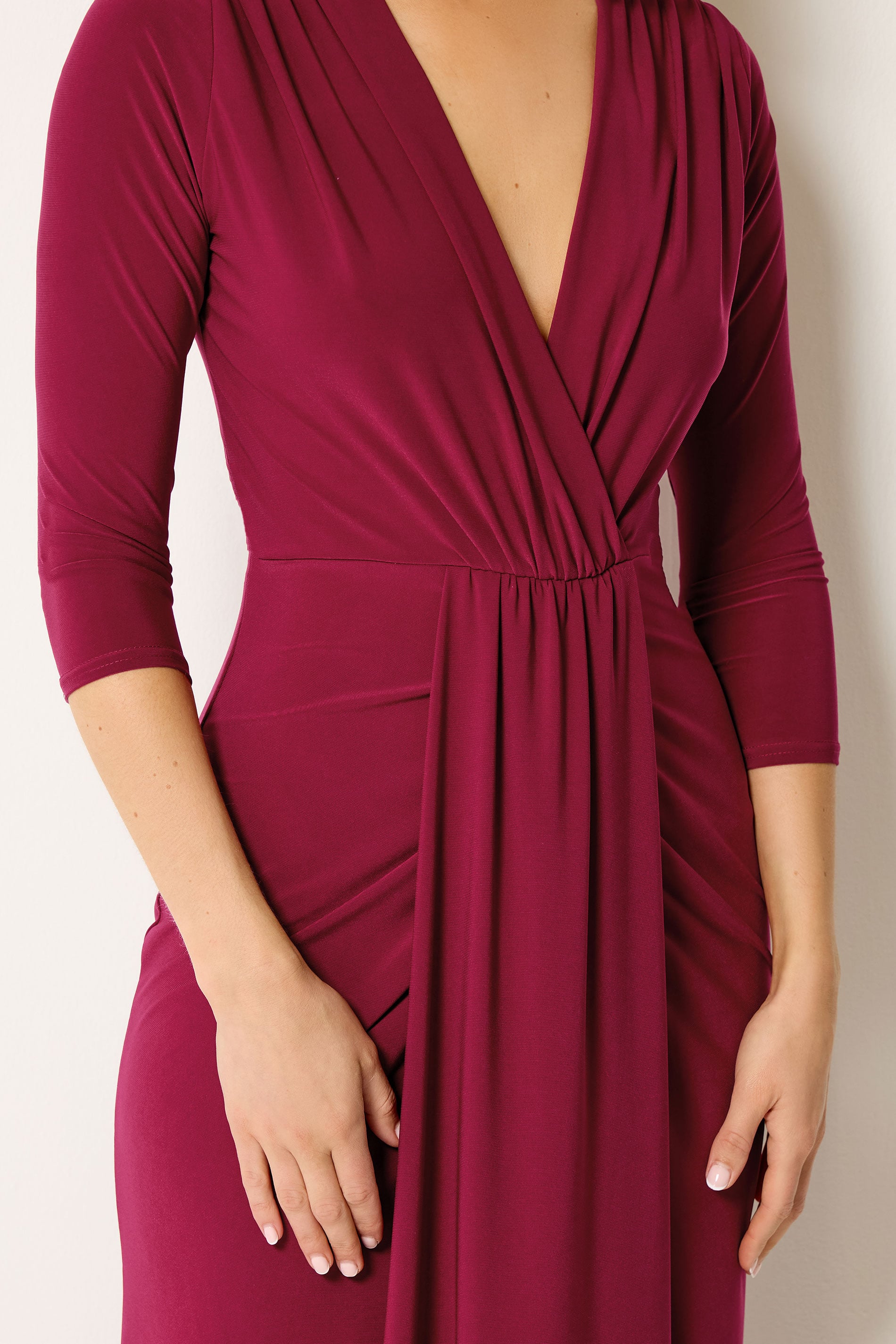 LTS Tall Women's Berry Red Drape Wrap Maxi Dress | Long Tall Sally 4