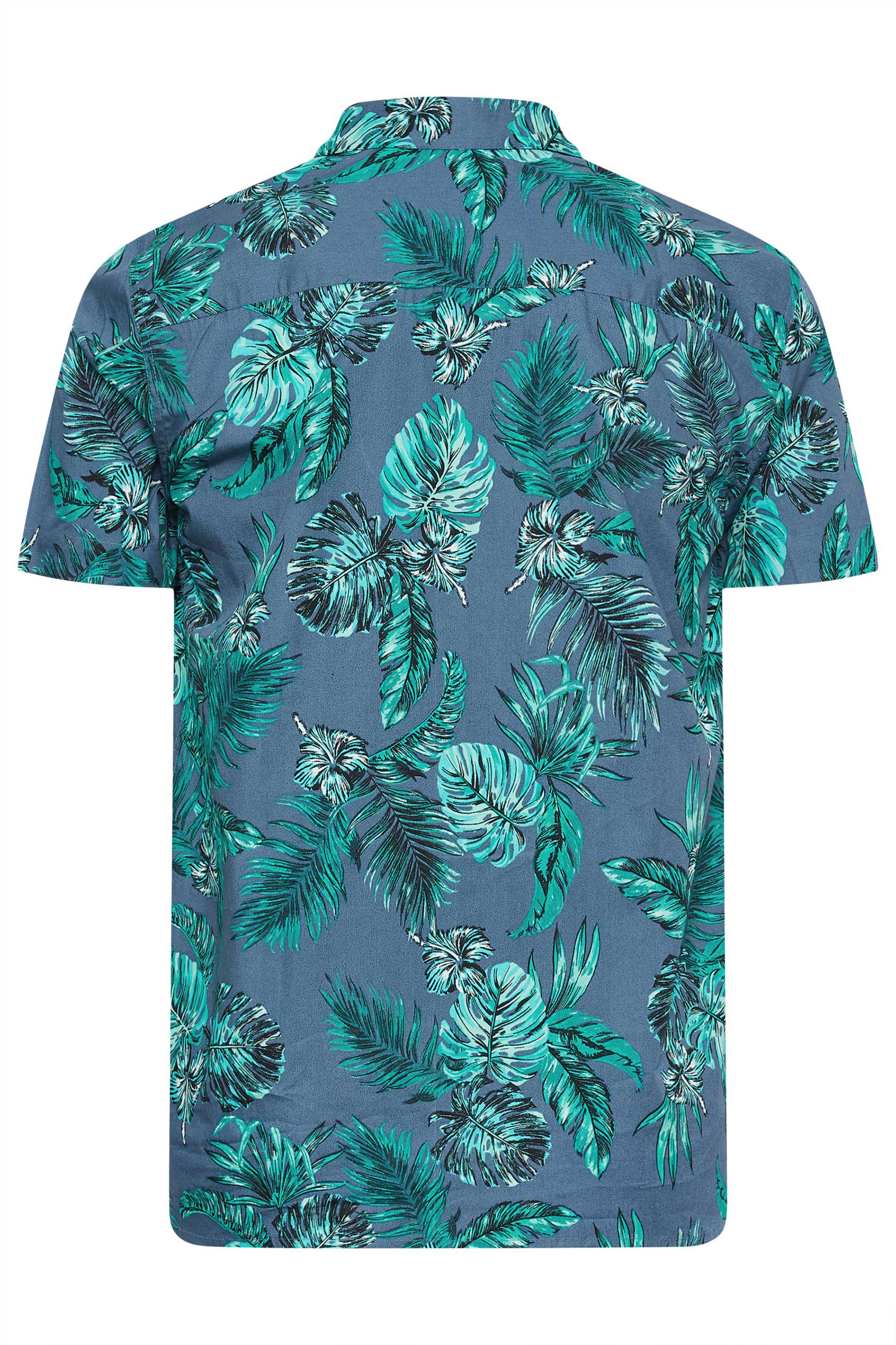 BadRhino Big & Tall Navy Blue Leaf Print Shirt | BadRhino 4