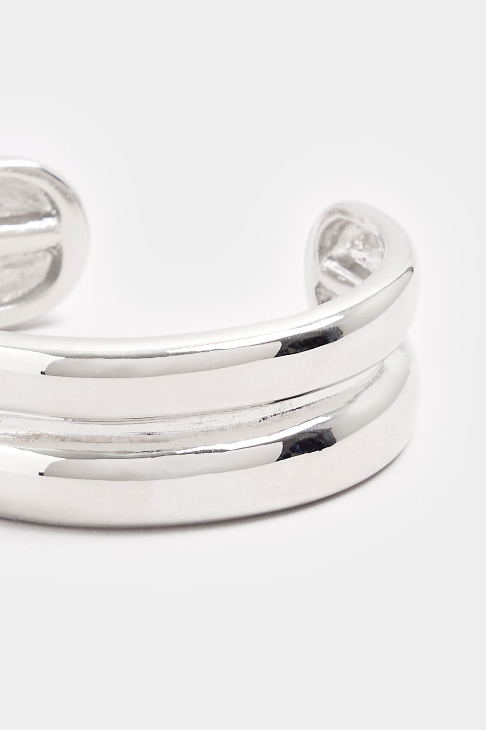 Silver Tone Double Cuff Bracelet | Yours Clothing  3
