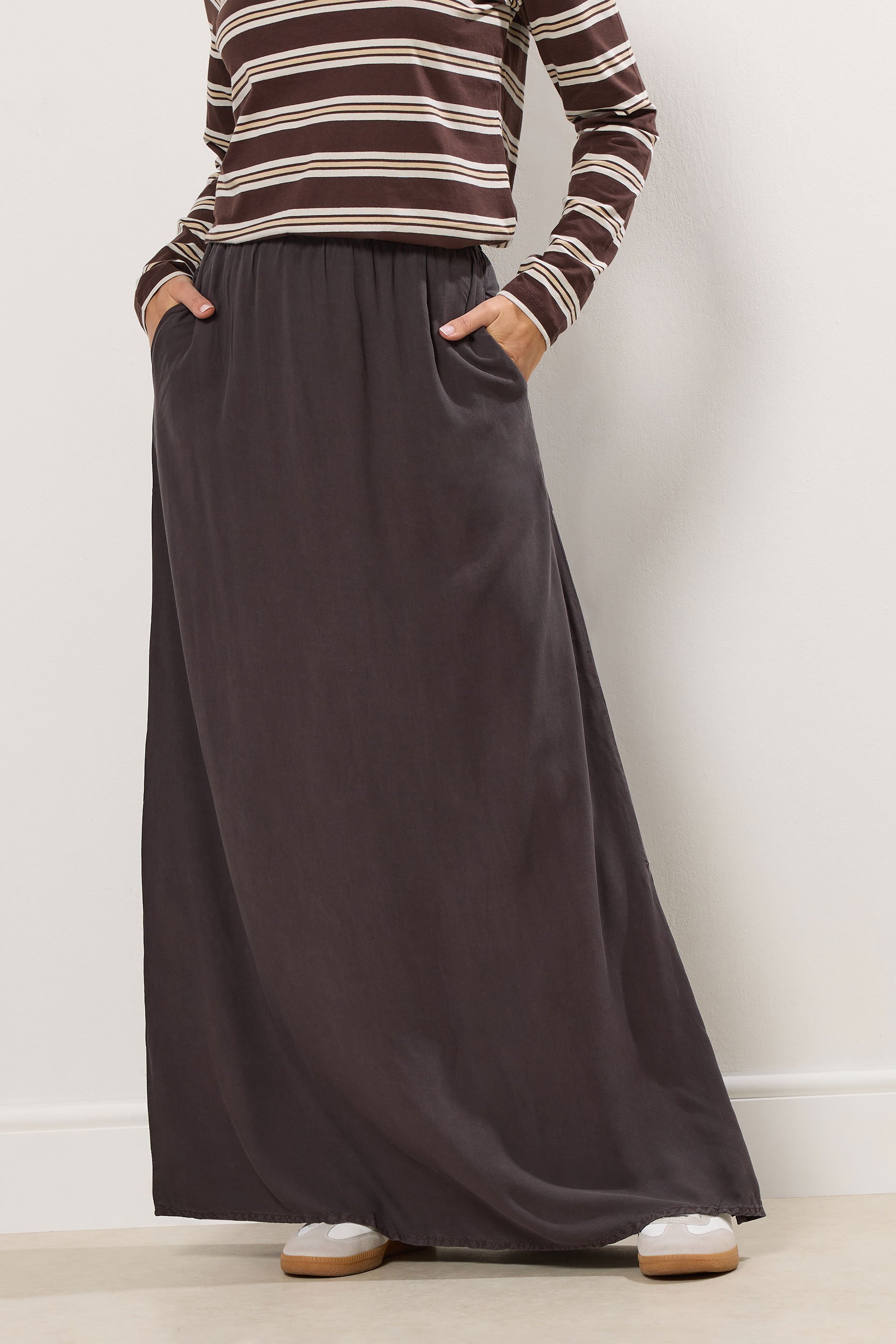 LTS Tall Chocolate Brown Acid Wash Side Split Maxi Skirt | Long Tall Sally 3