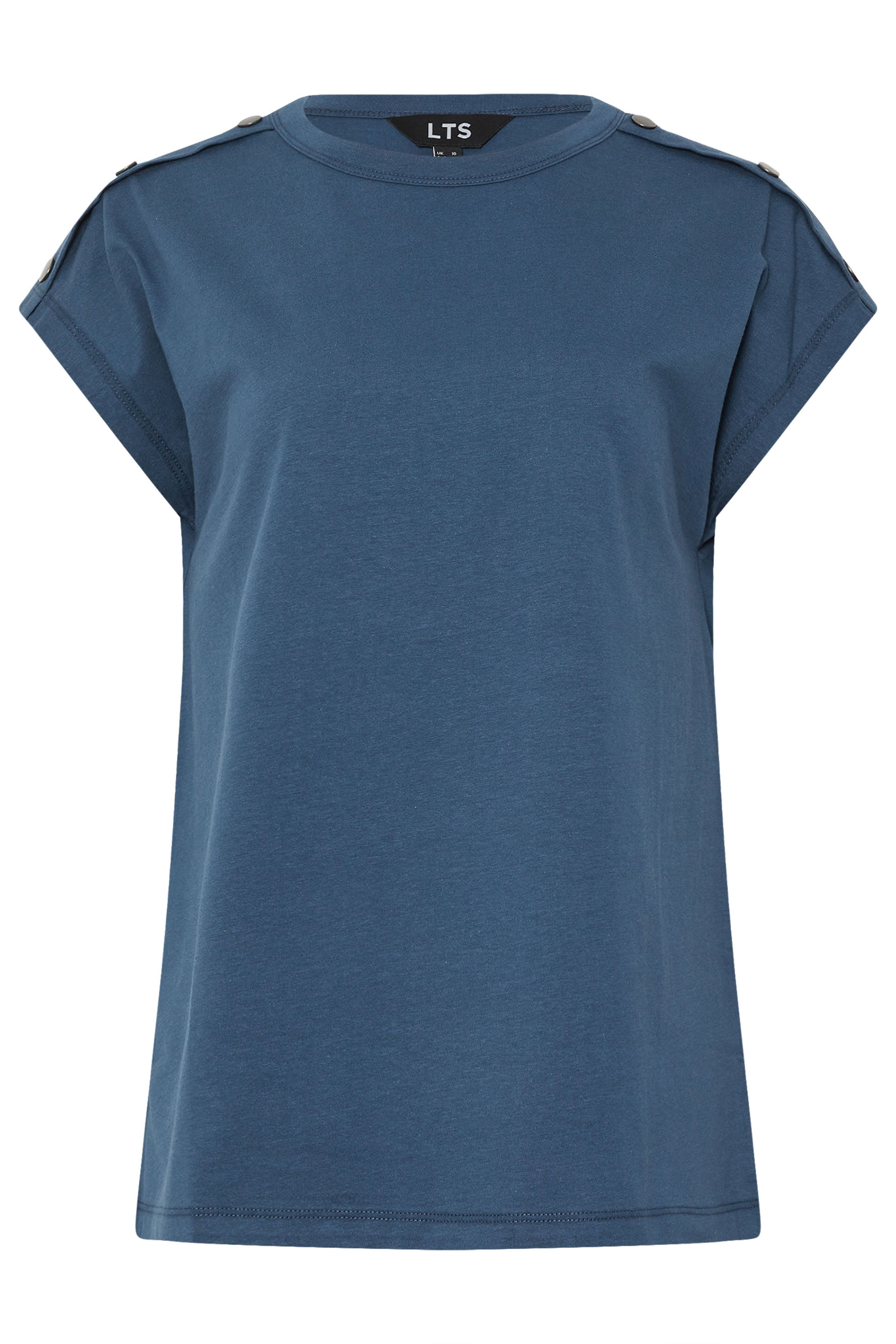 LTS Tall Navy Blue Shoulder Button Short Sleeve T-Shirt | Long Tall Sally 7