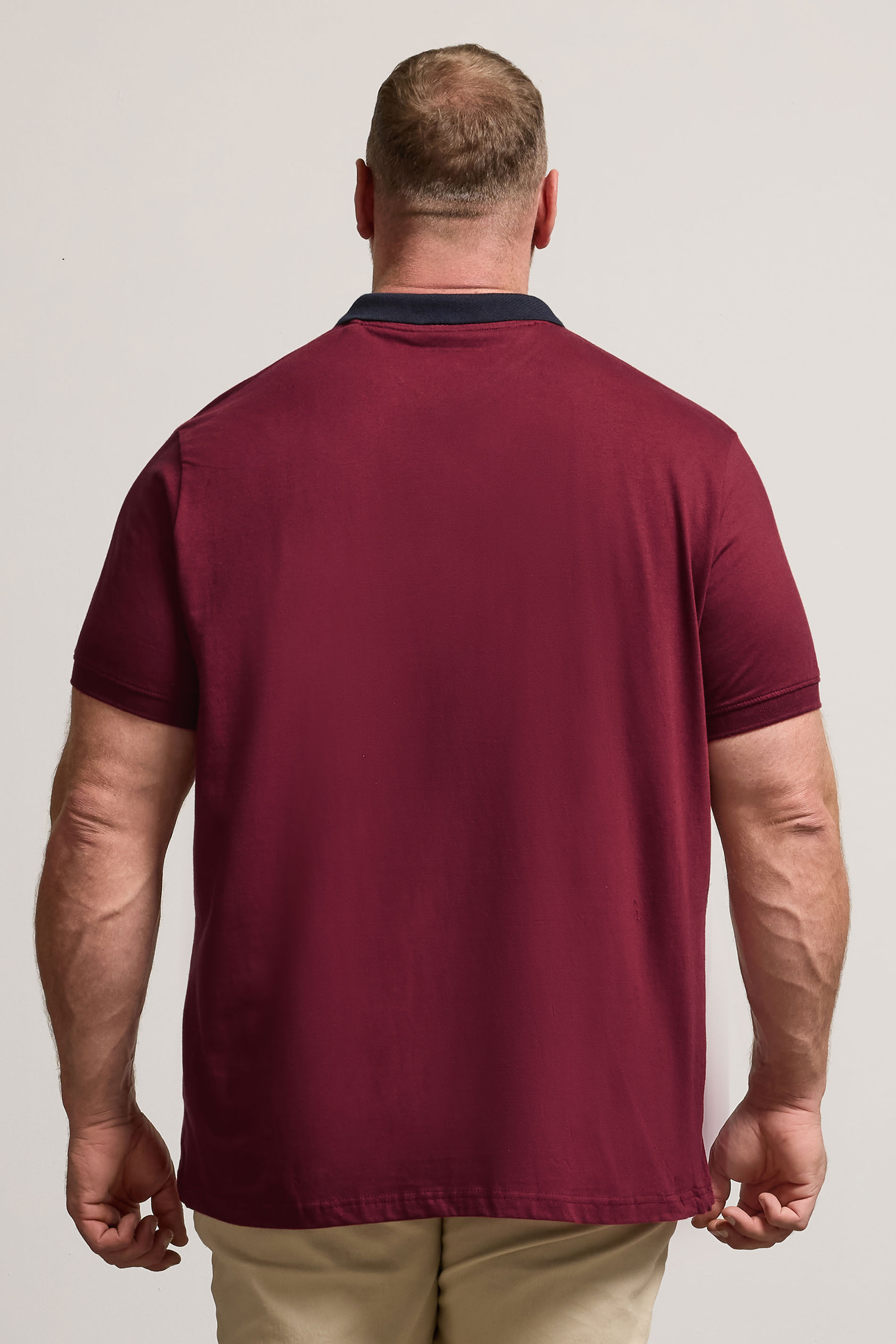 BadRhino Big & Tall Burgundy Red Stripe Detail Jacquard Collar Polo Shirt | BadRhino 3
