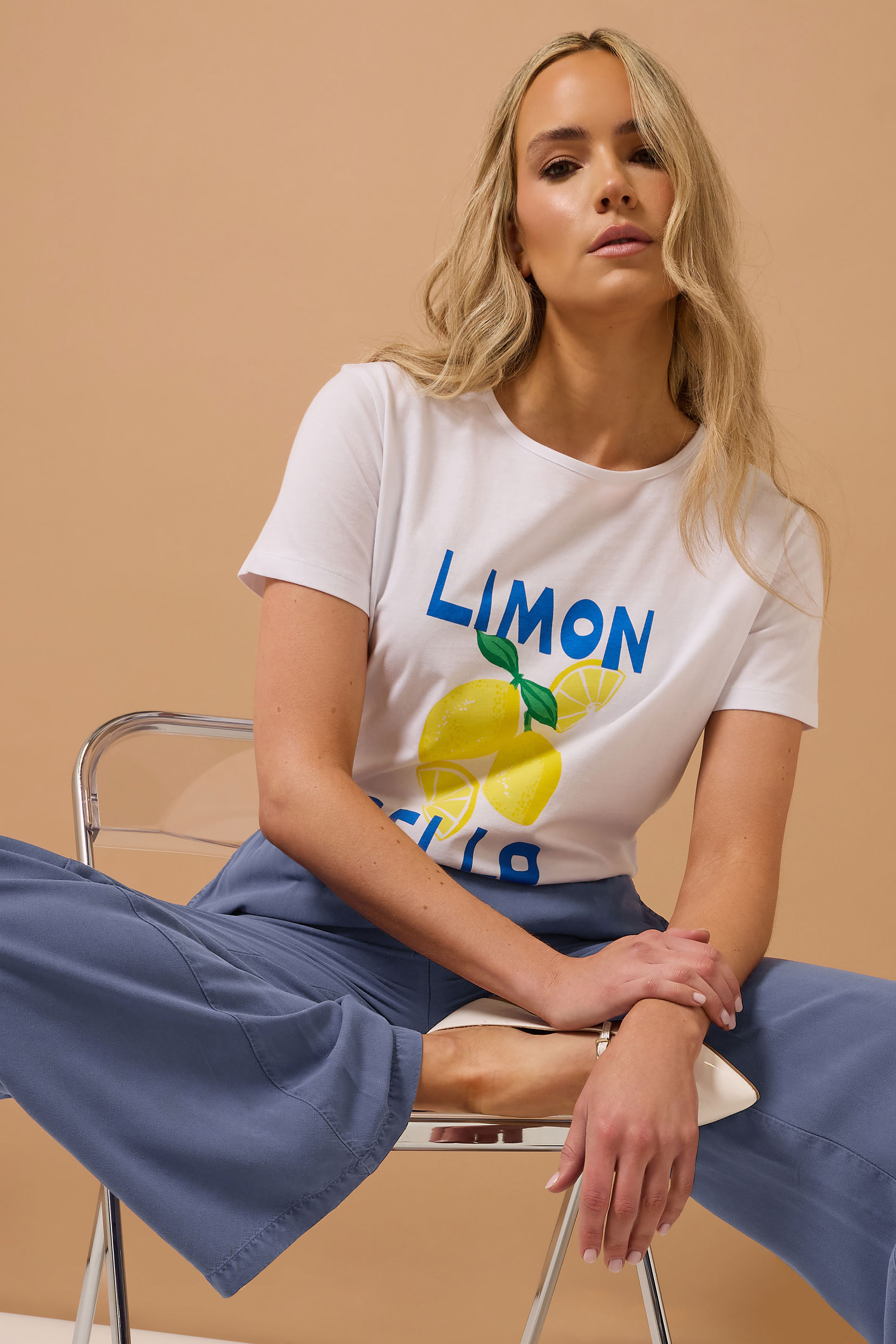 LTS Tall Blue Acid Wash Wide Leg Trousers | Long Tall Sally 6