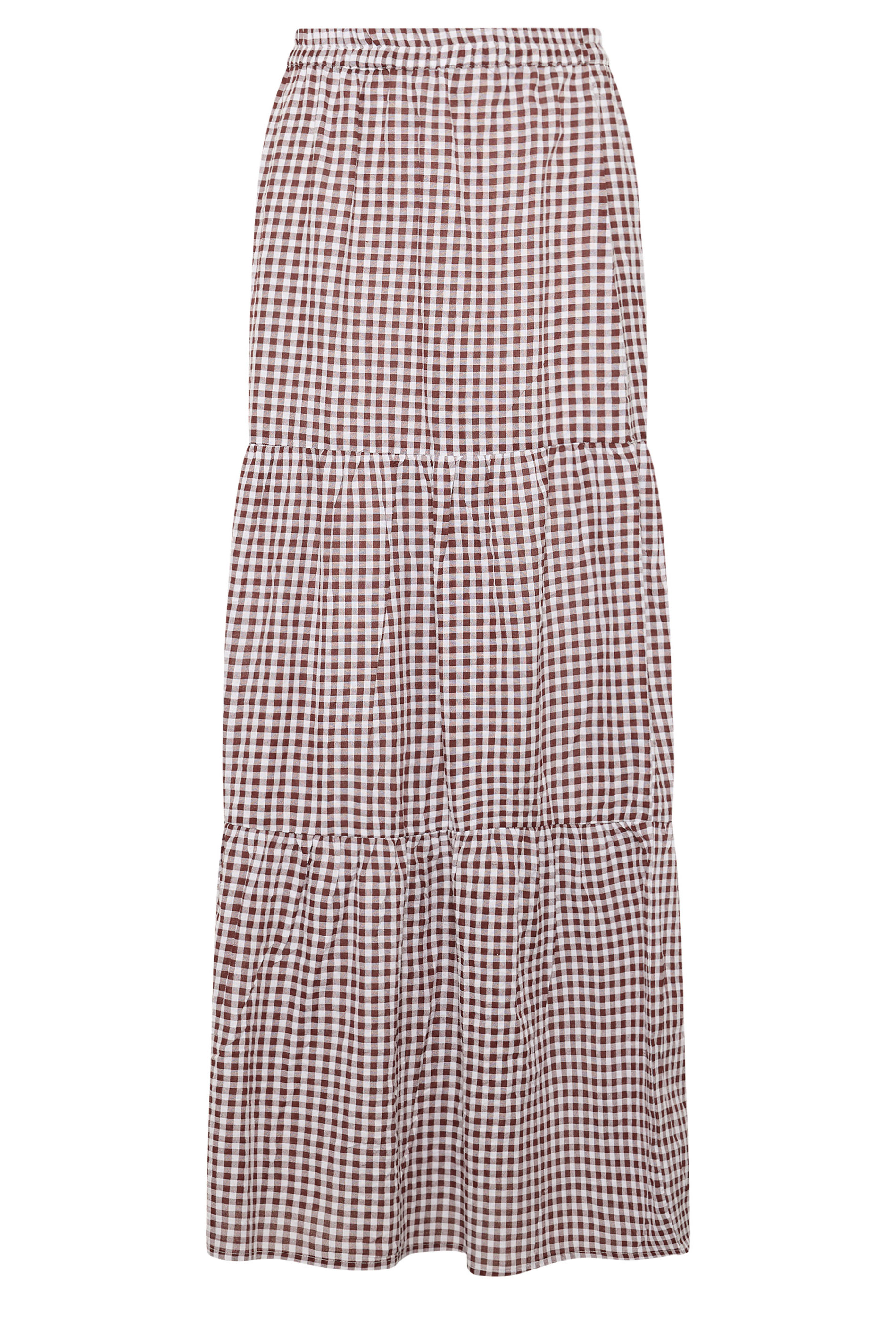 LTS Tall Women's Burgundy Red & White Gingham Cotton Maxi Skirt | Long Tall Sally 5