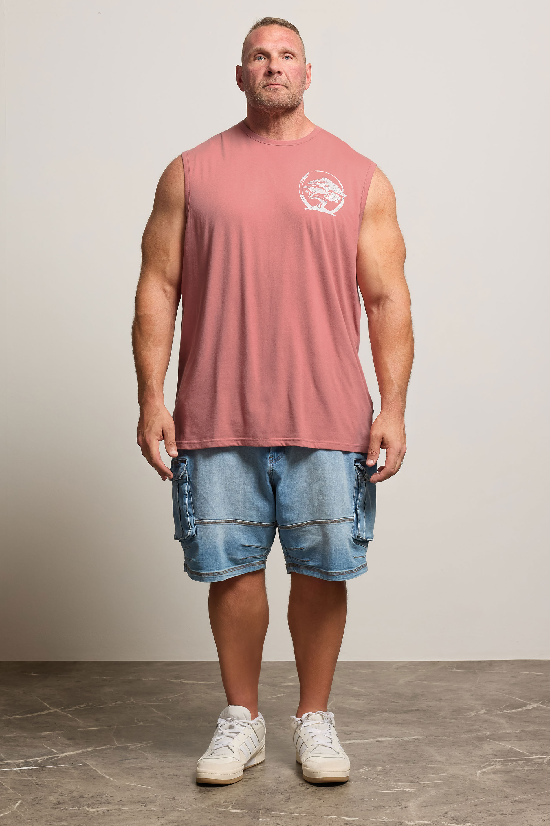 BadRhino Big & Tall Pink Bonzai Graphic Vest Top | BadRhino 2