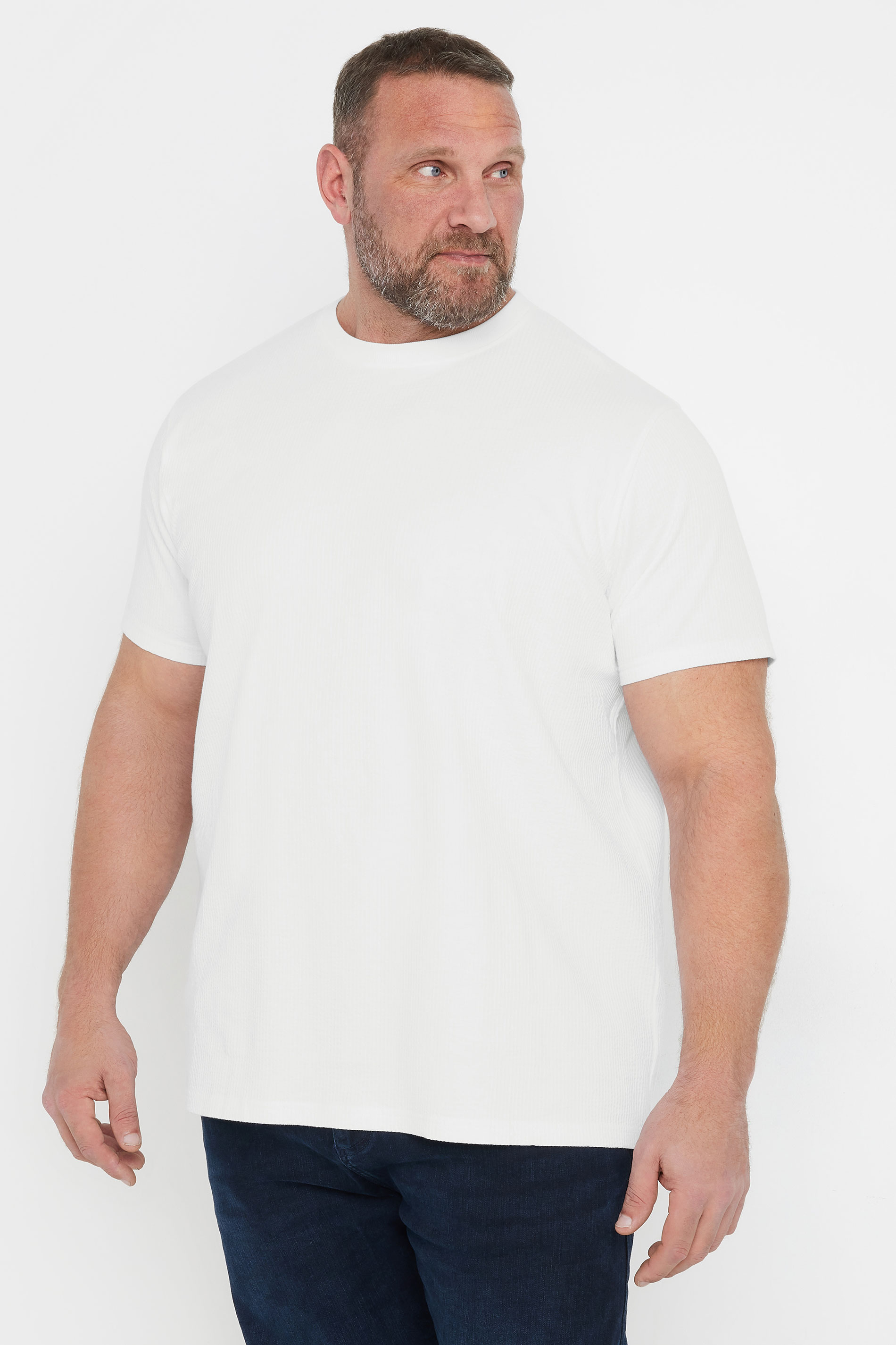BadRhino Big & Tall White Seersucker Textured T-Shirt | BadRhino 2