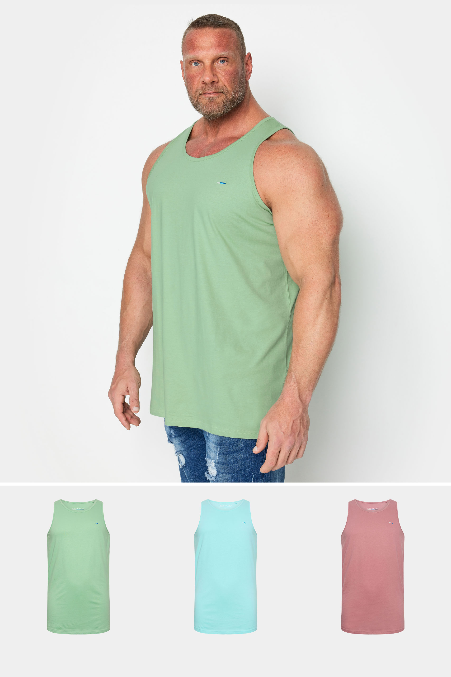 BadRhino Blue/Hemlock Green/Rose Pink 3 Pack Vests | BadRhino 1