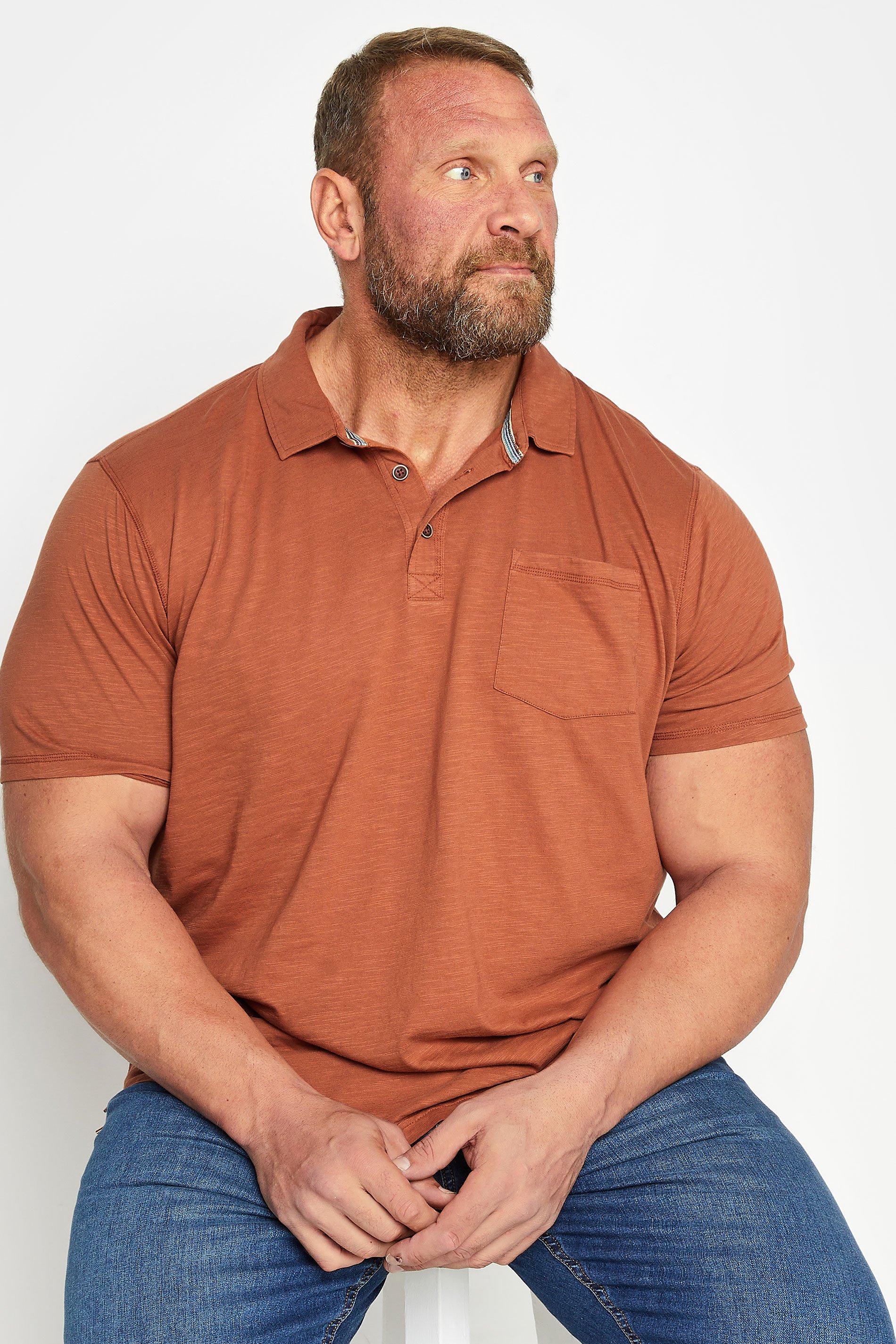 BadRhino Big & Tall Pecan Brown Slub Polo Shirt | BadRhino 1