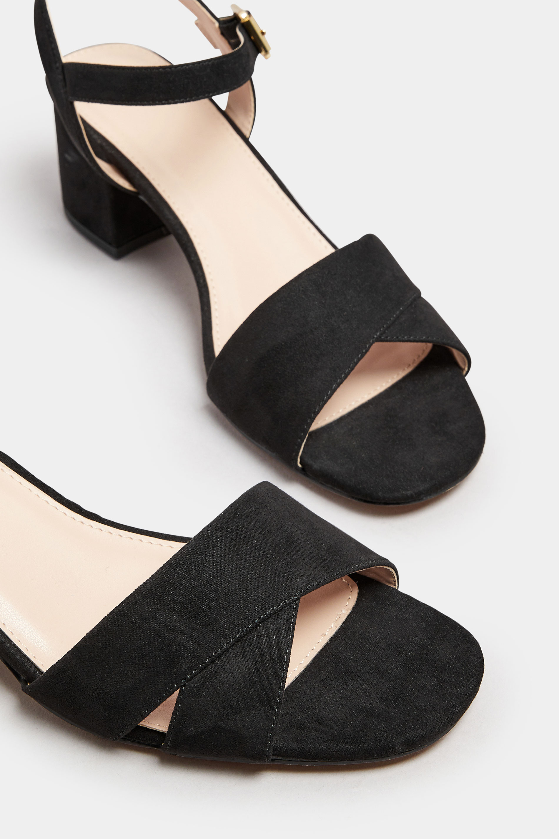 LTS Black Cross Over Block Heel In Standard Fit | Long Tall Sally 5