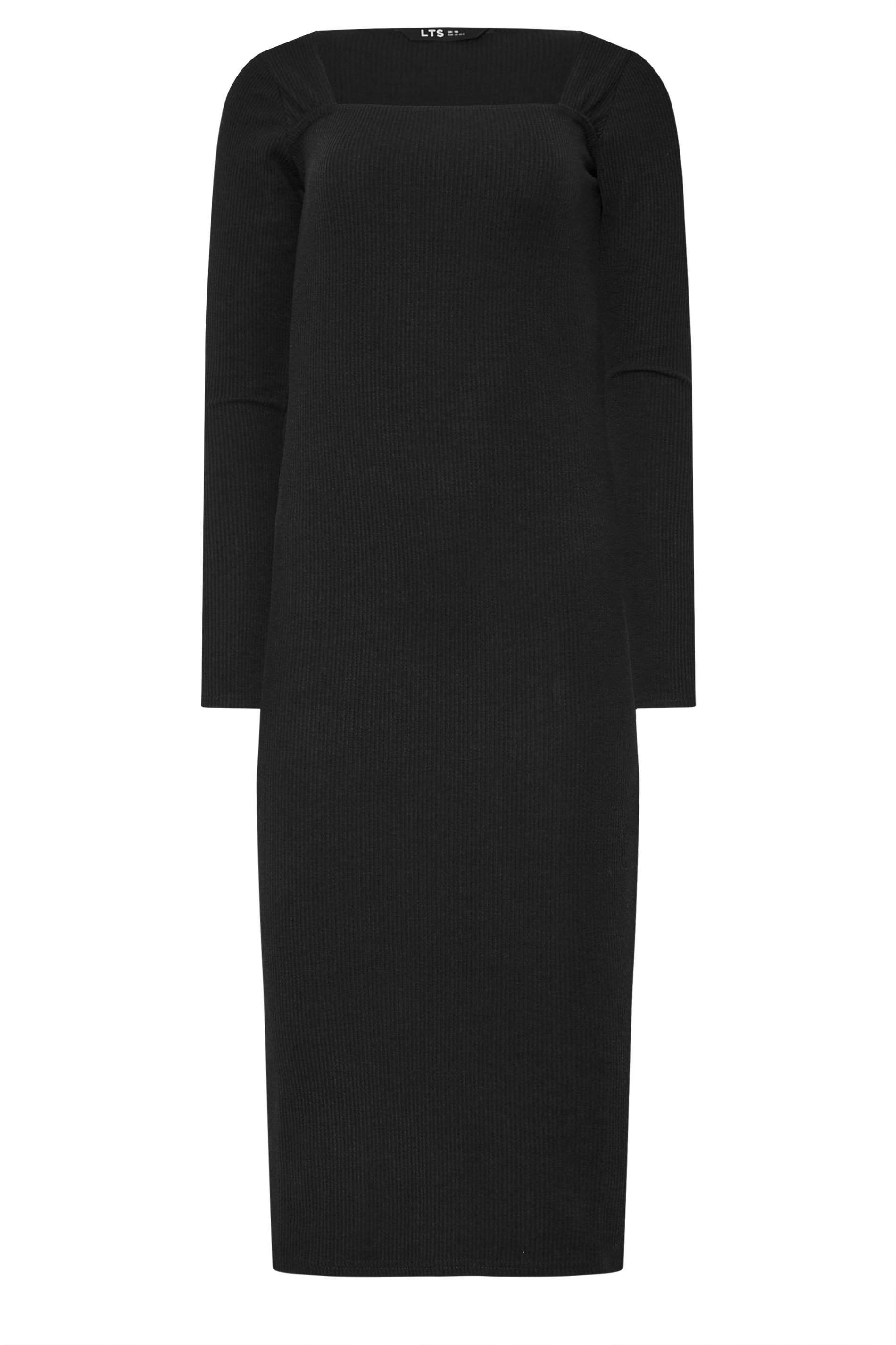 LTS Tall Women's Black Square Neck Bodycon Midi Dress | Long Tall Sally 5