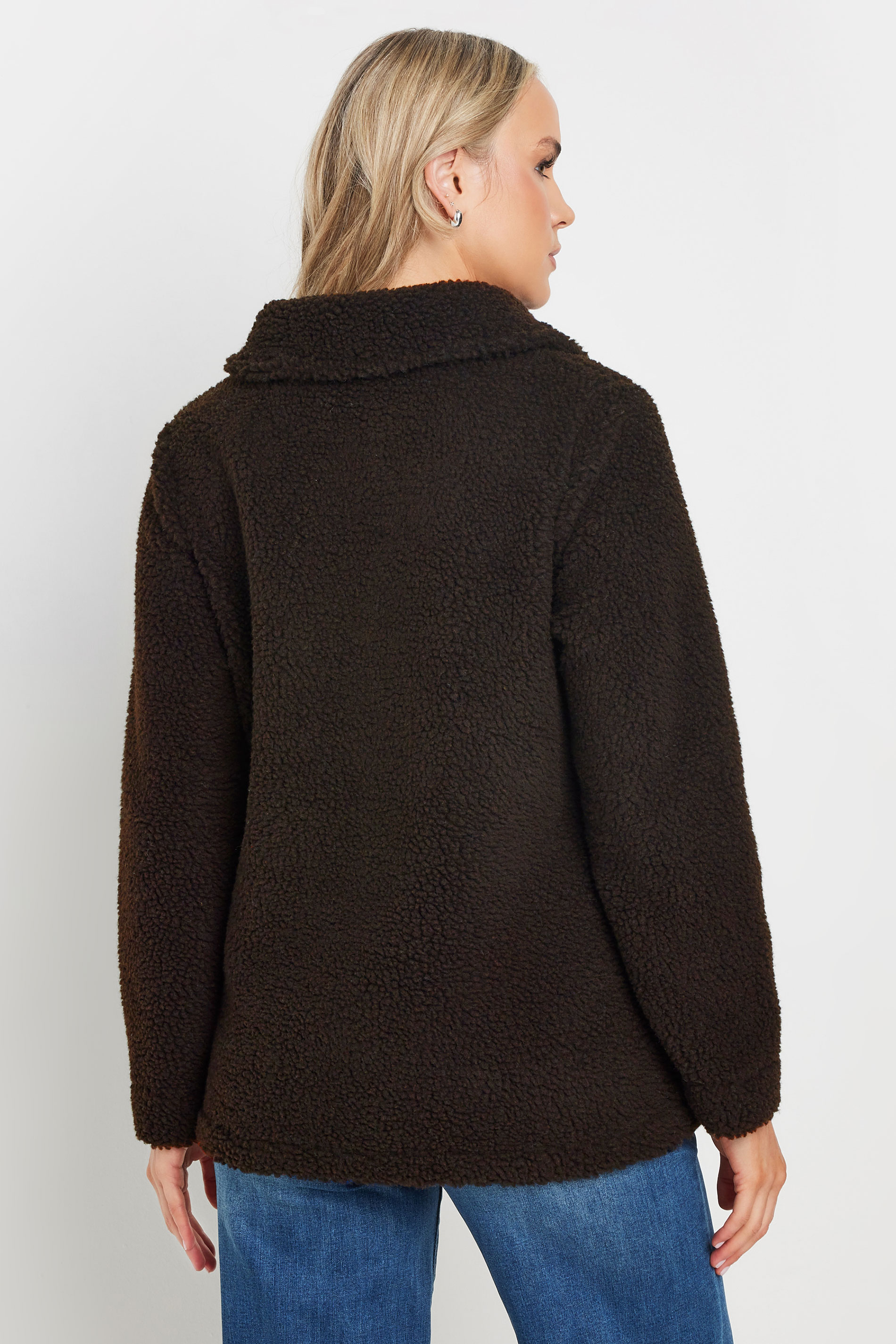 LTS Tall Chocolate Brown Teddy Fleece Jacket | Long Tall Sally 4