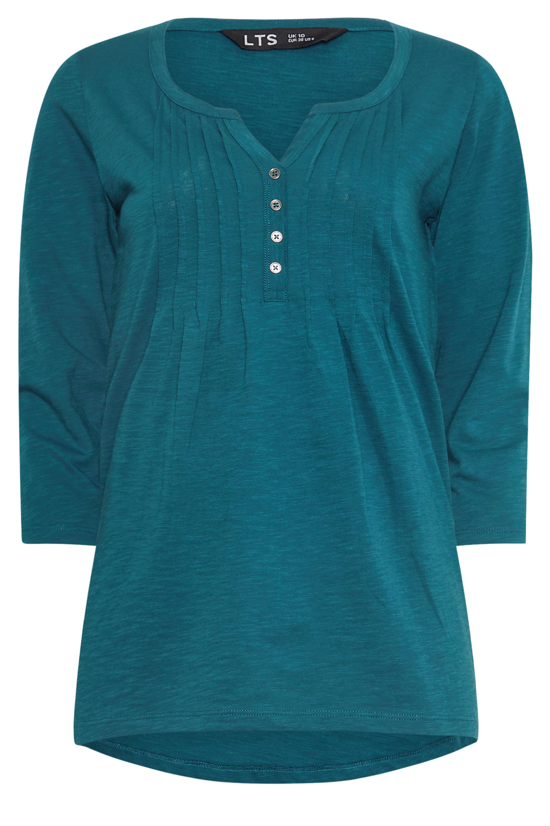 LTS Tall 2 PACK Charcoal Grey & Teal Blue Henley Tops | Long Tall Sally 8