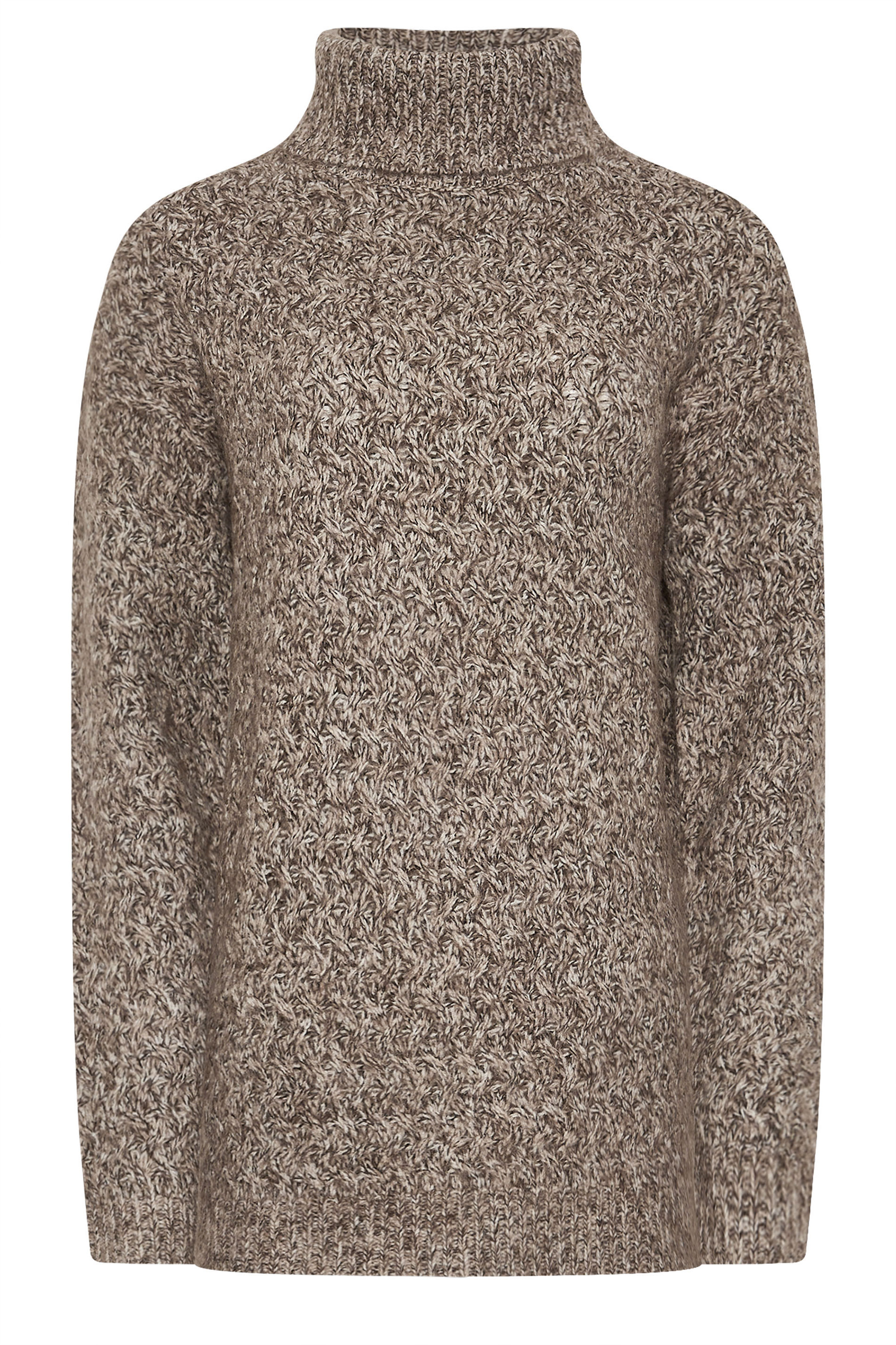 LTS PREMIUM Tall Beige Brown Chunky Roll Neck Jumper | Long Tall Sally 5