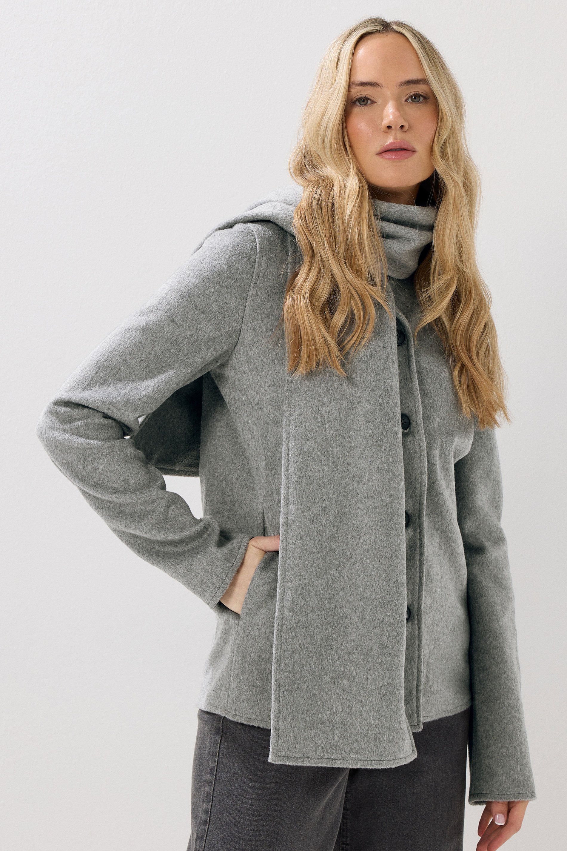 LTS Tall Grey Formal Scarf Coat | Long Tall Sally 1