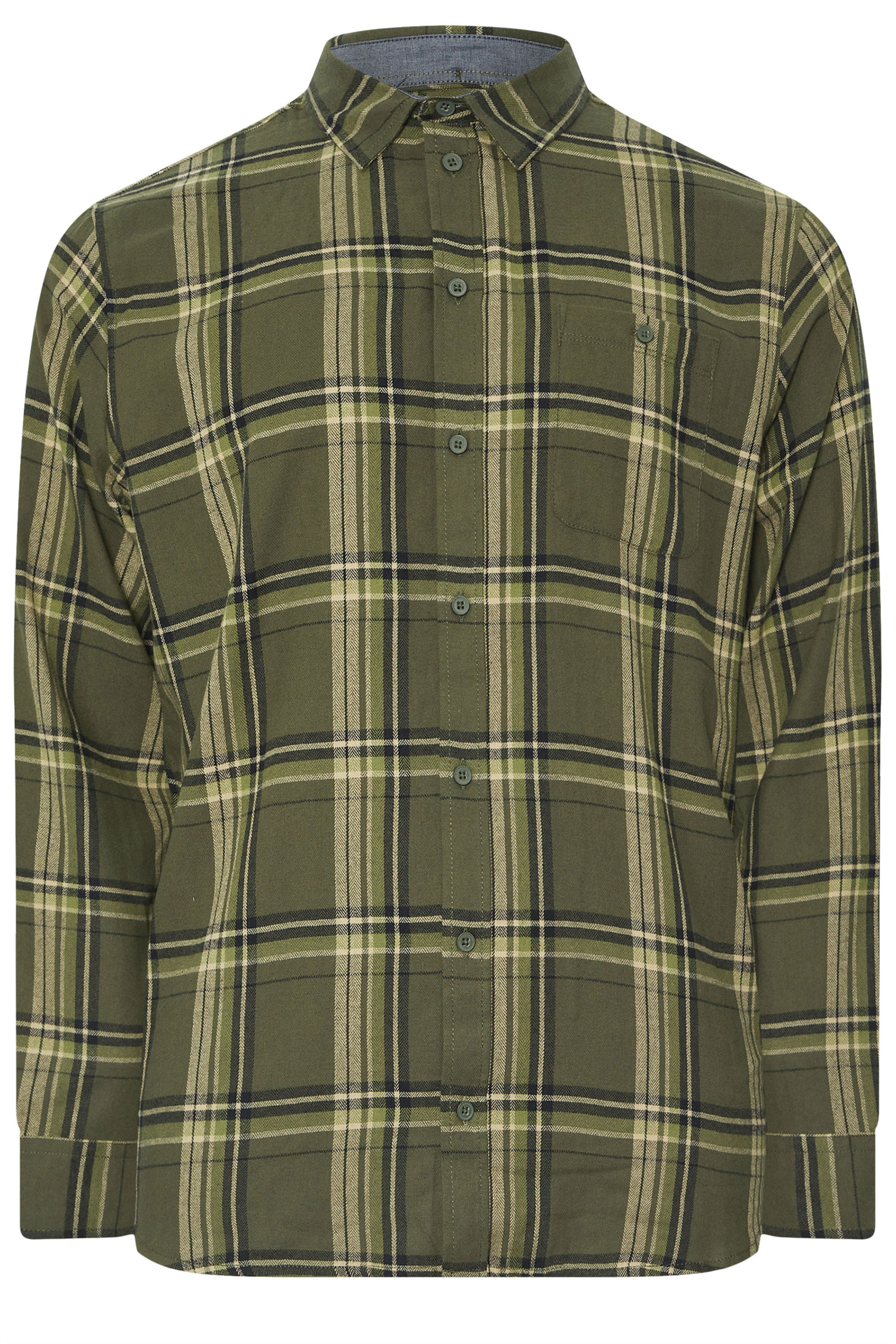 BLEND Big & Tall Forest Green Woven Check Shirt | BadRhino 3