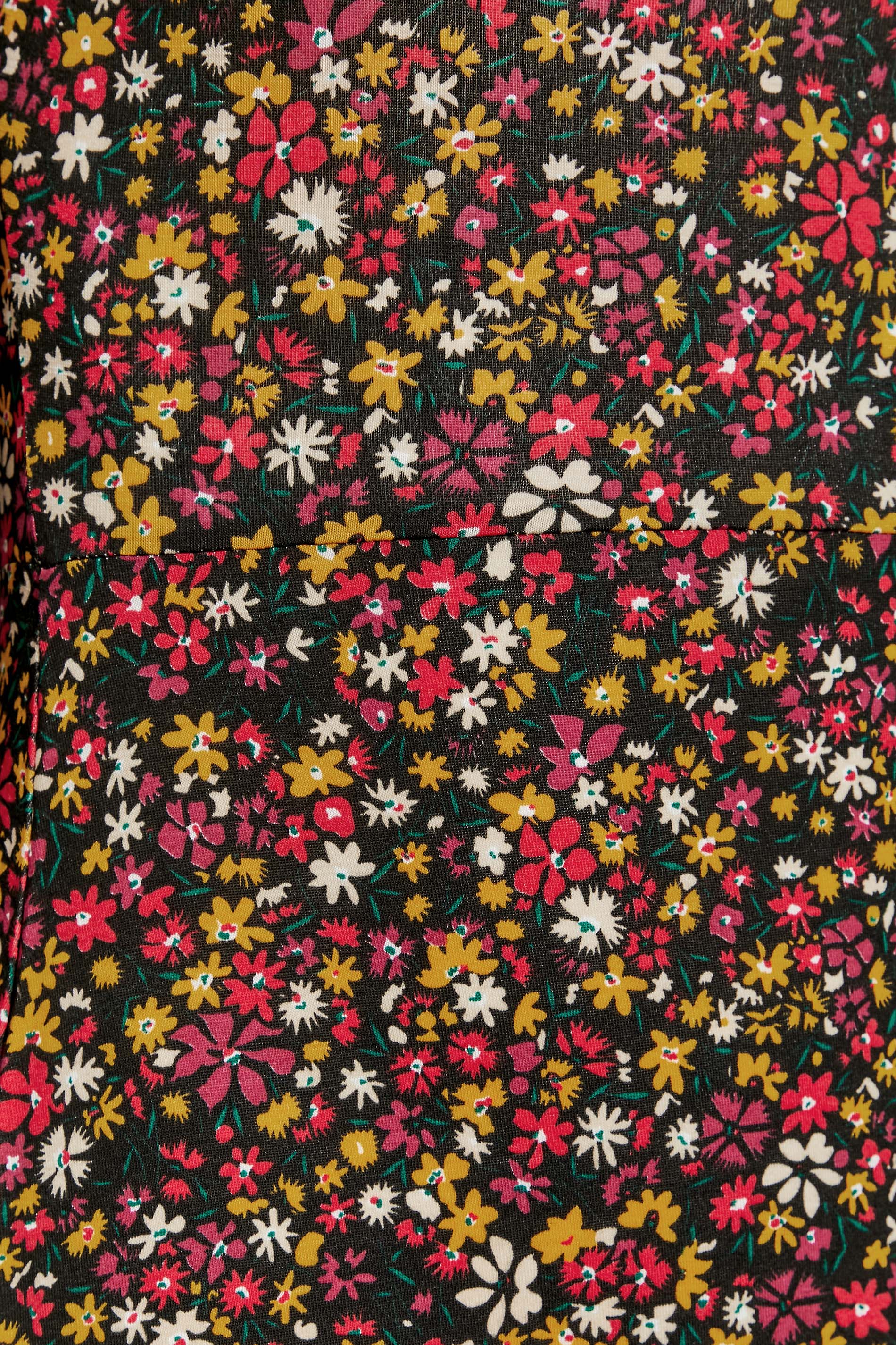 Tall Women's Black & Orange Floral Side Split Midi Dress | Long Tall Sally  5
