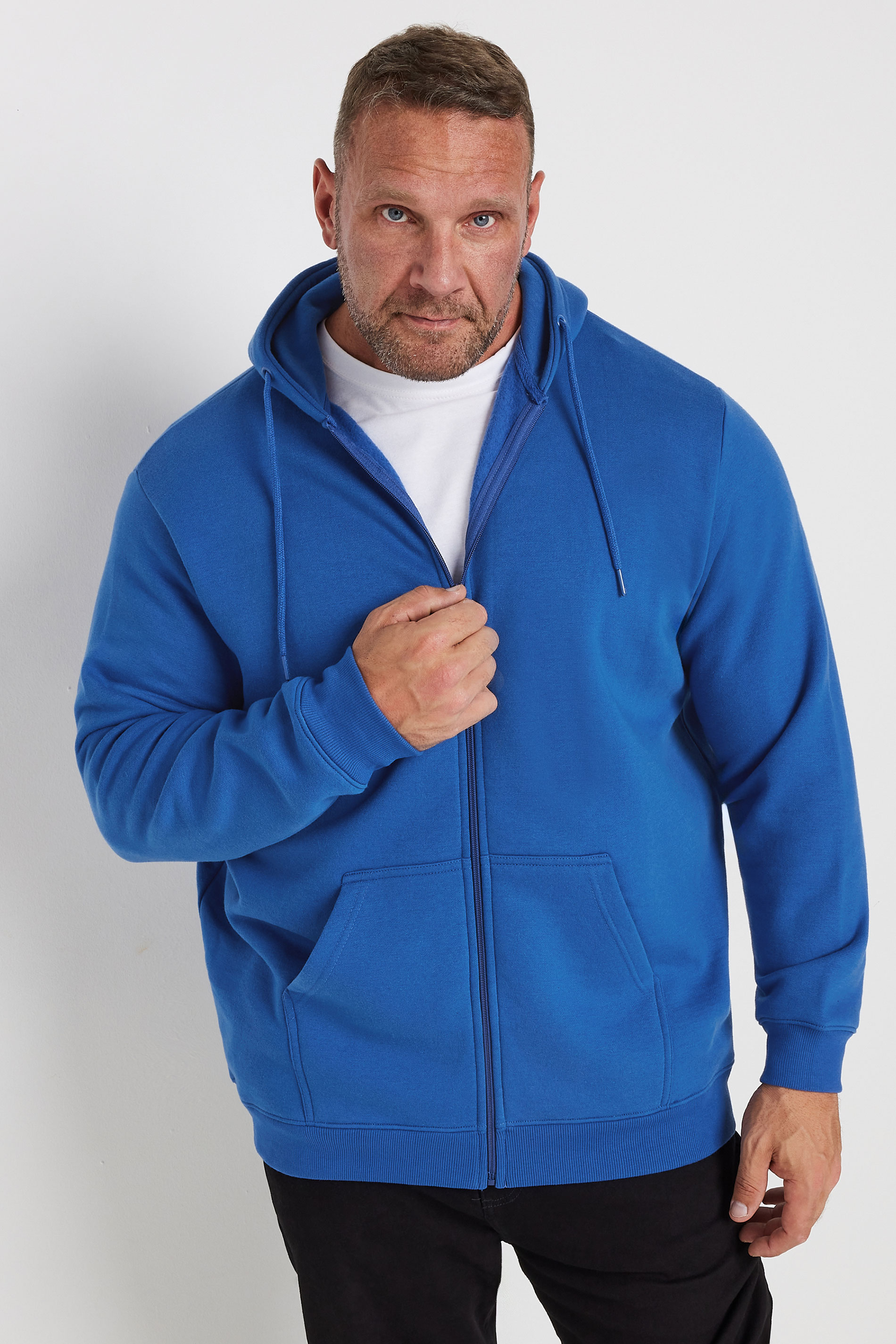 BadRhino Big & Tall Cobalt Blue Premium Zip Through Hoodie | BadRhino 2
