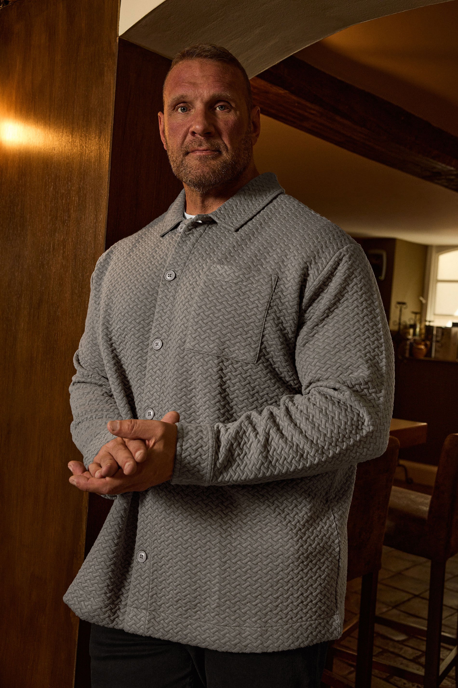 BadRhino Big & Tall Beige Brown Jersey Textured Overshirt | BadRhino 1