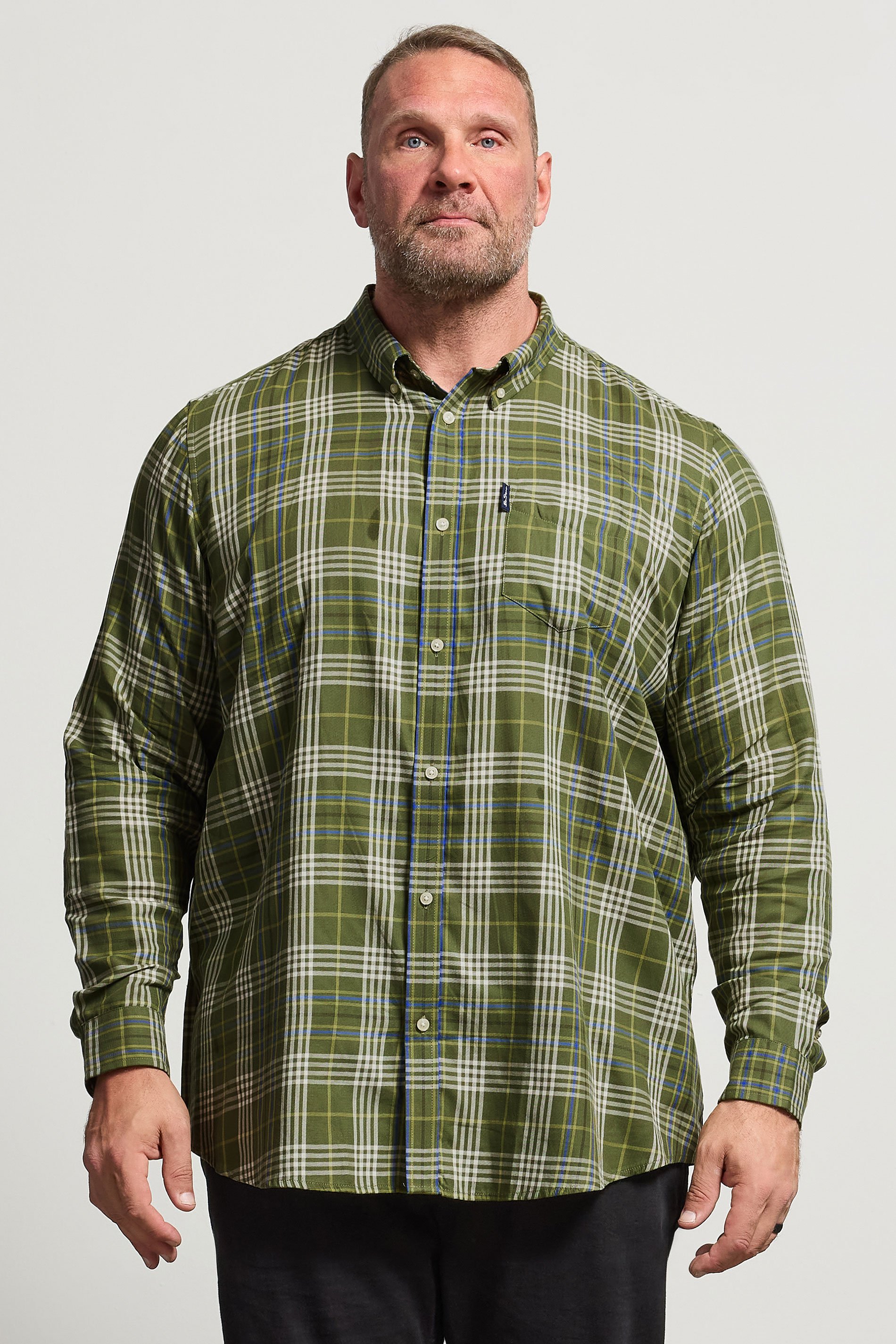 BEN SHERMAN Big & Tall Green Check Shirt | BadRhino 1