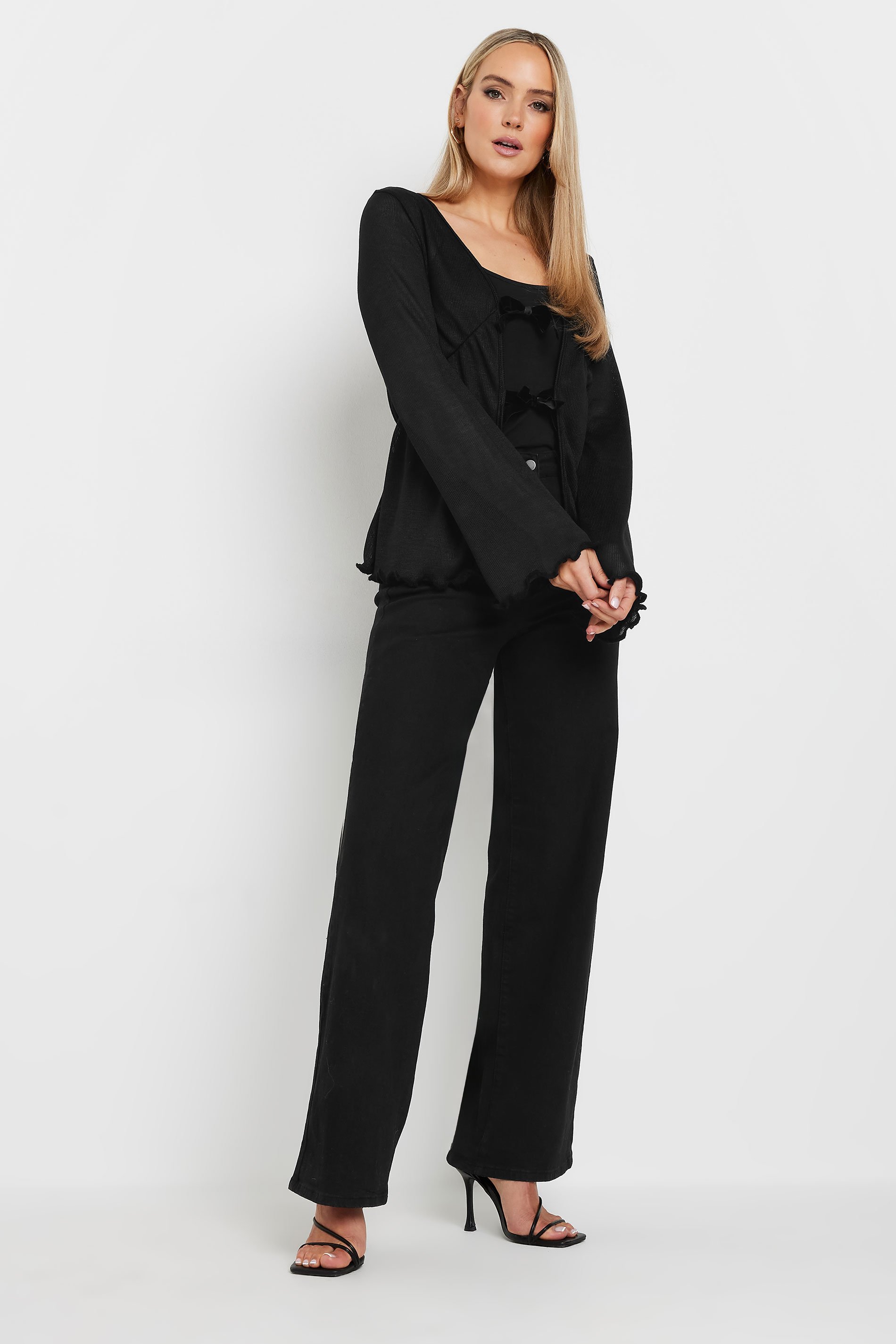 LTS Tall Black Velvet Bow Tie Front Top | Long Tall Sally 2