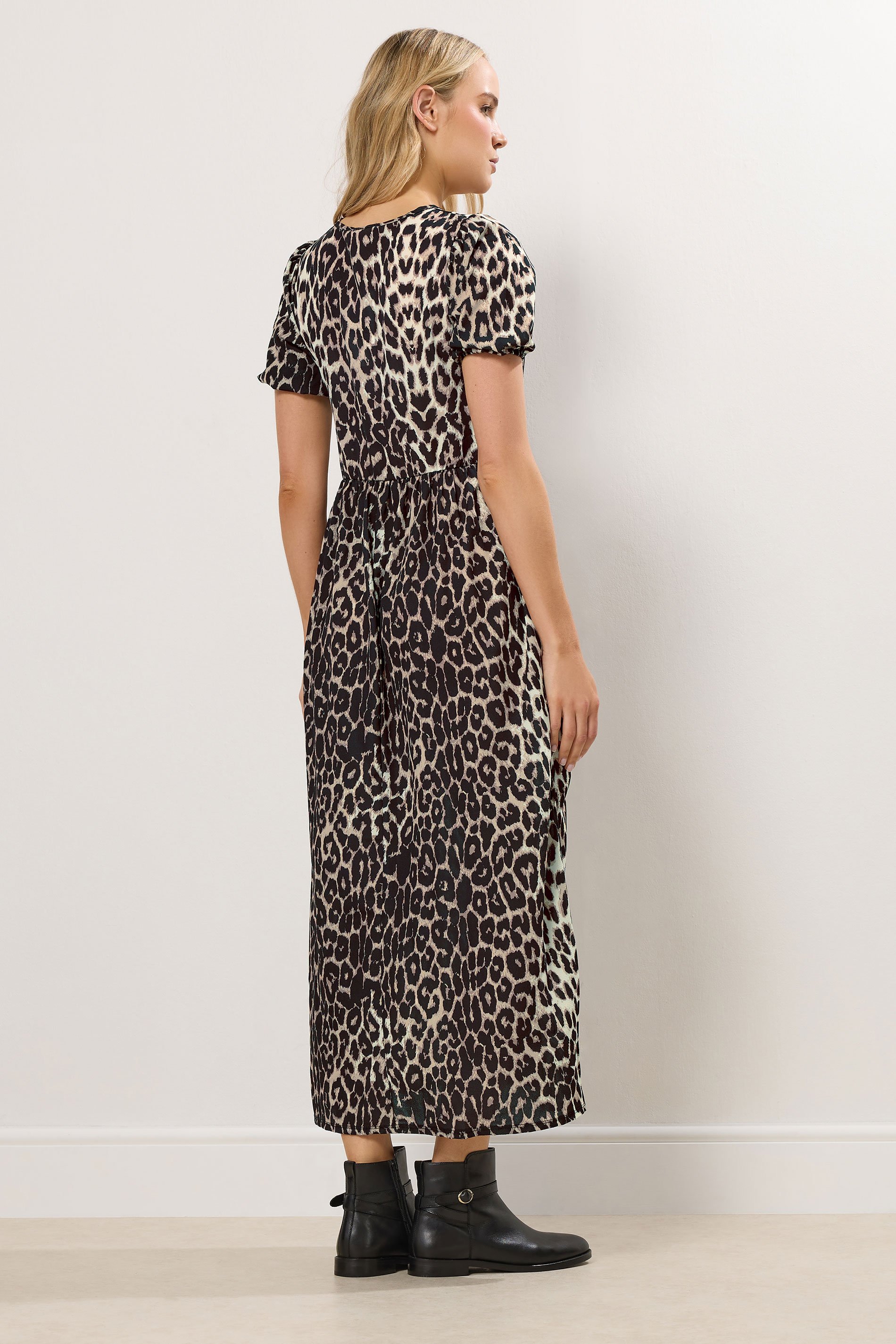 LTS Tall Beige Brown Tie Front Smock Dress | Long Tall Sally 3