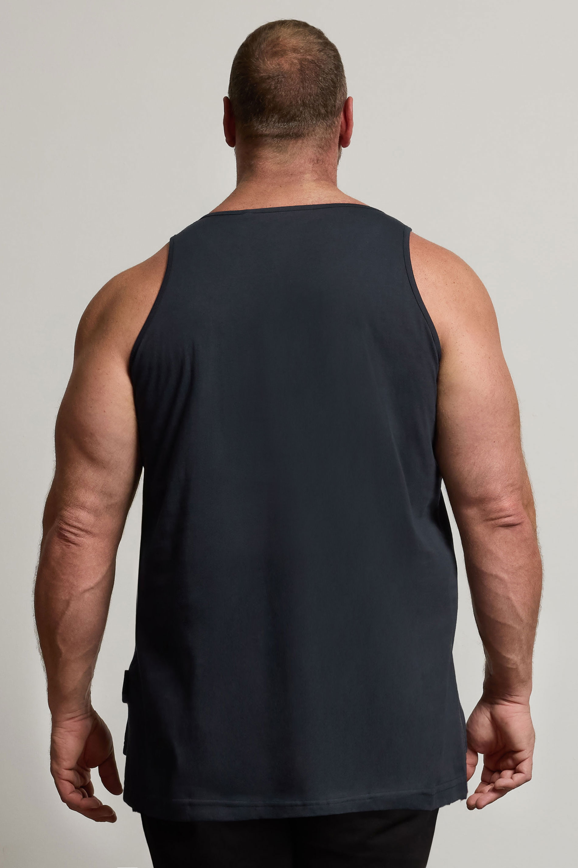 BadRhino Big & Tall Navy Blue Extra Long Plain Vest Top | BadRhino 2