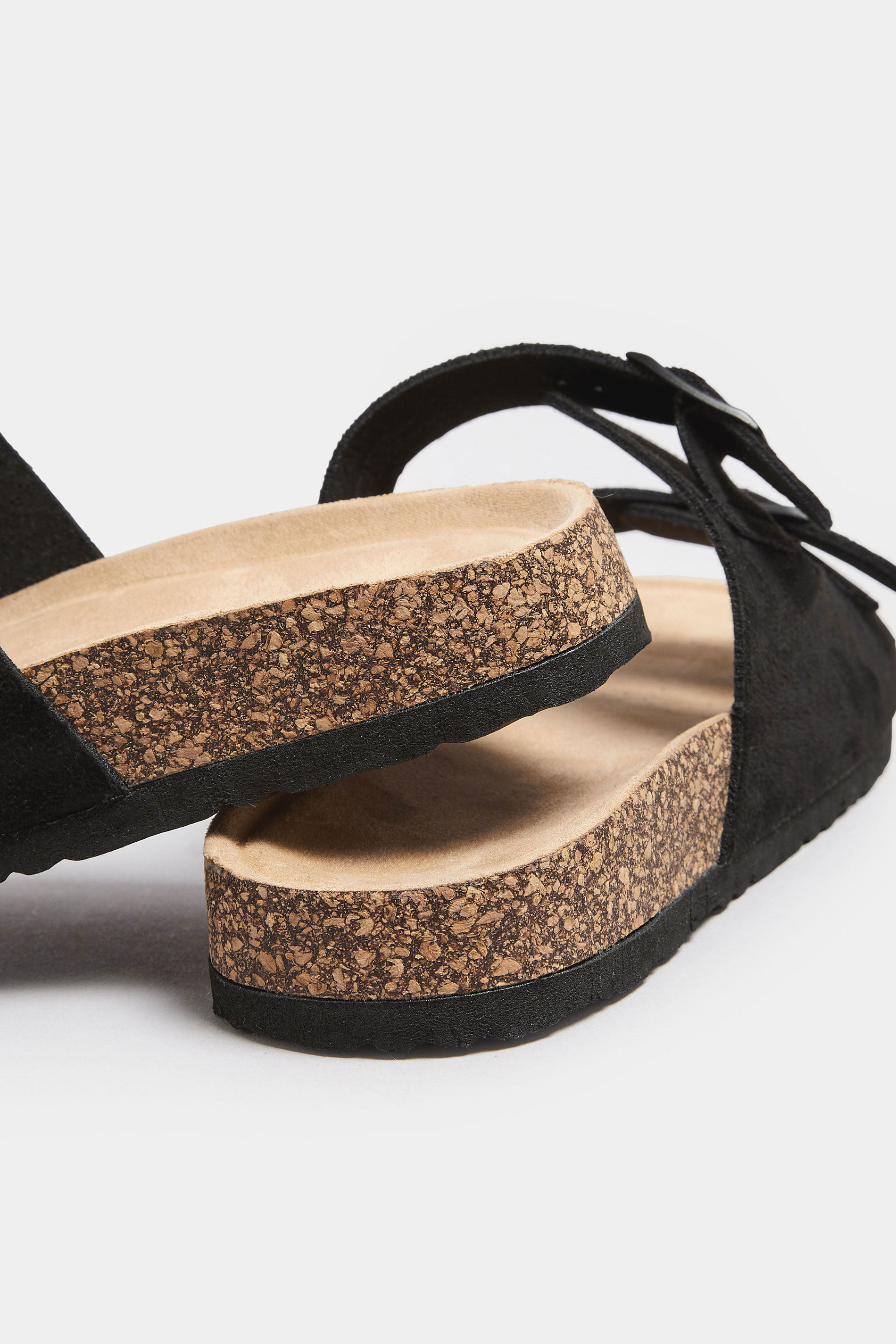 Black Faux Suede Buckle Strap Sandals In Extra Wide EEE Fit | Yours Clothing 4