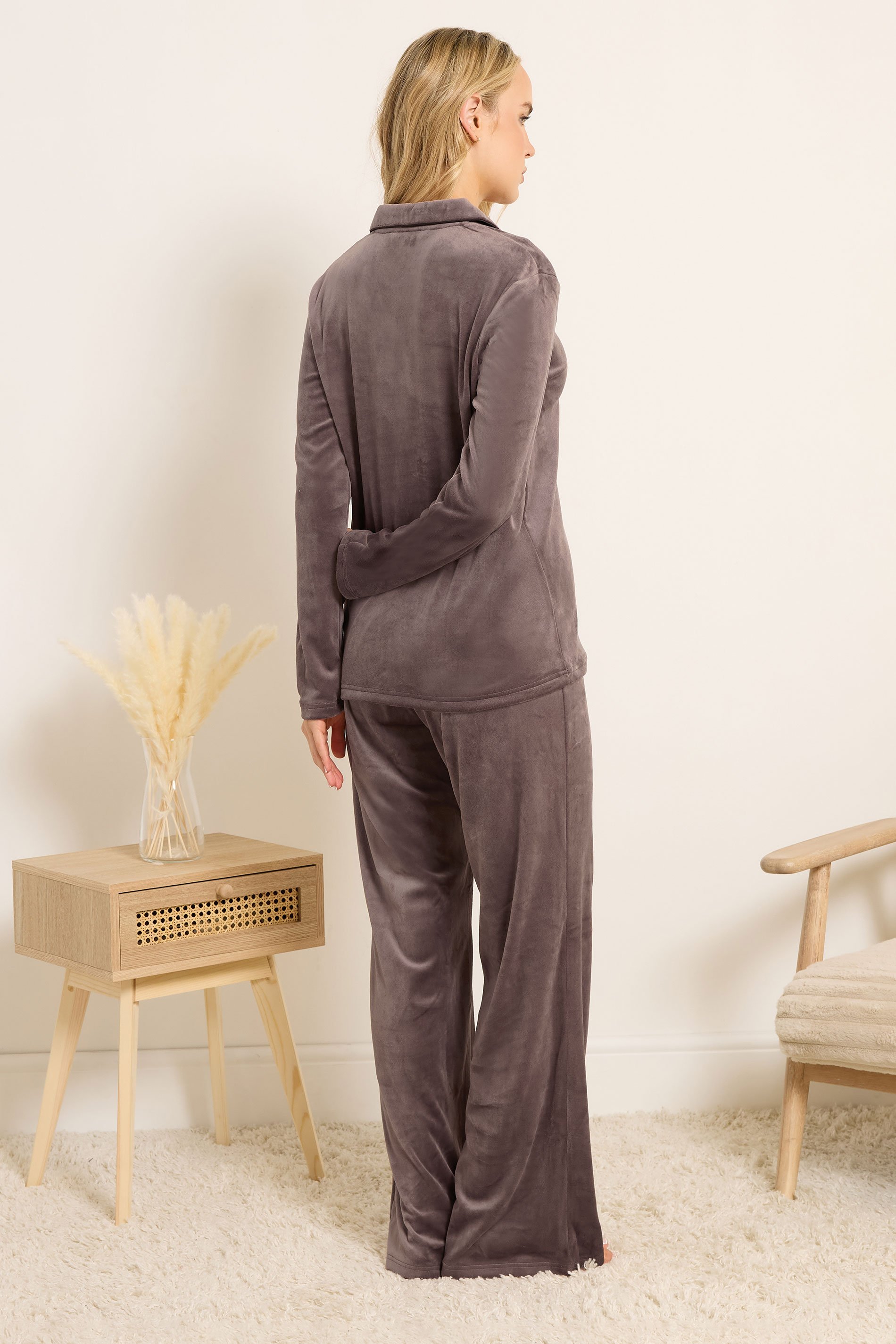 LTS Tall Chocolate Brown Super Soft Button Pyjama Set | Long Tall Sally 3