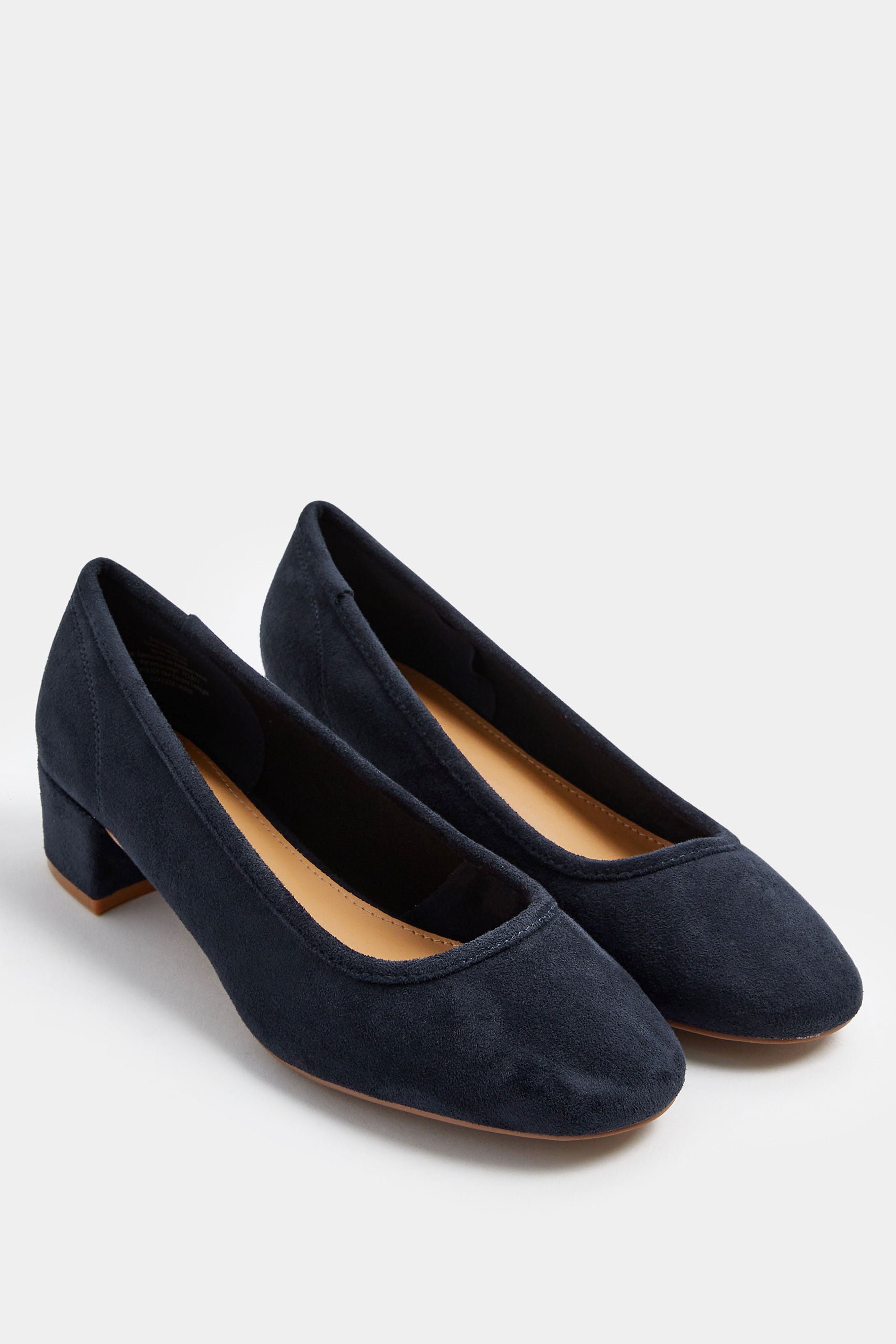 LTS Navy Blue Block Heel Ballerina Pumps | Long Tall Sally 3