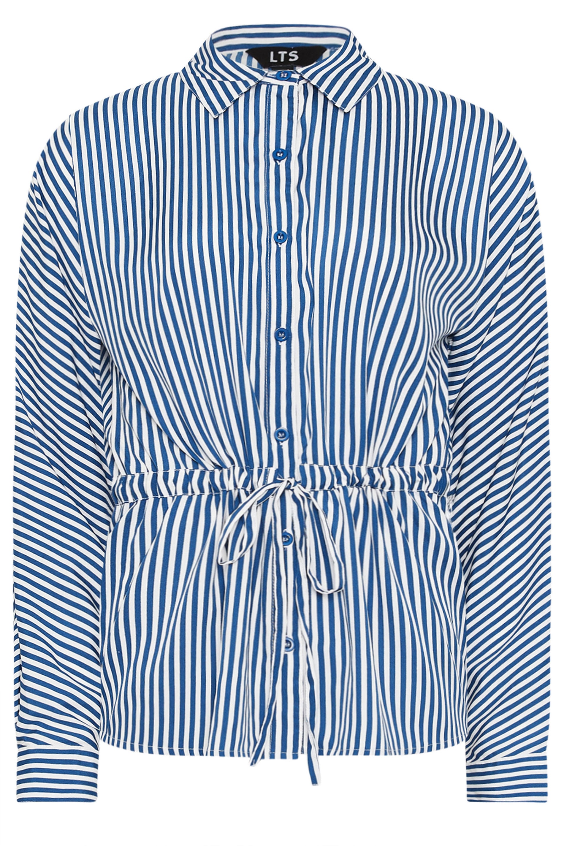LTS Tall Women's Blue & White Stripe Tie Waist Shirt | Long Tall Sally 6