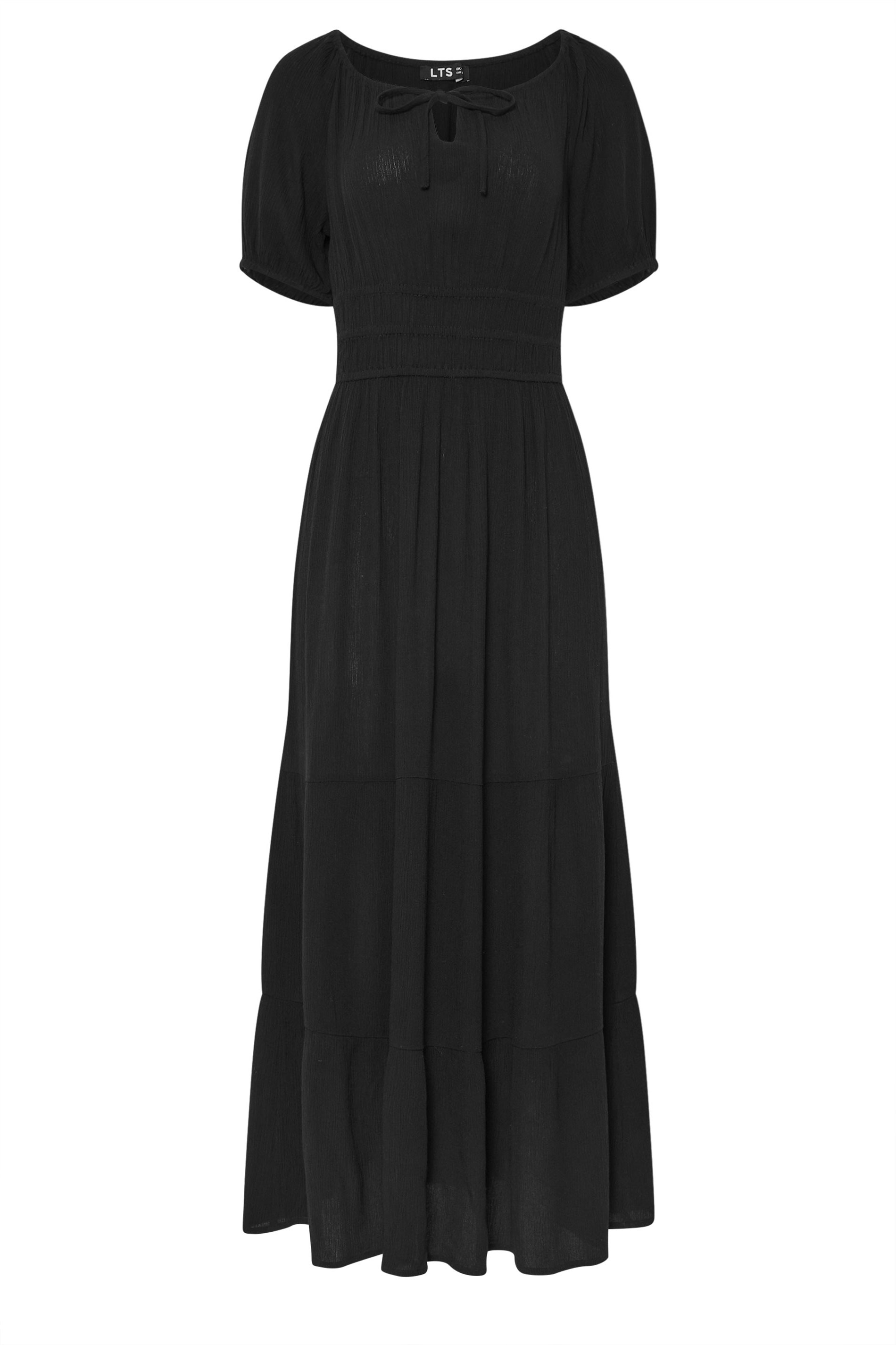 LTS Tall Black Textured Balloon Sleeve Dress | Long Tall Sally 5
