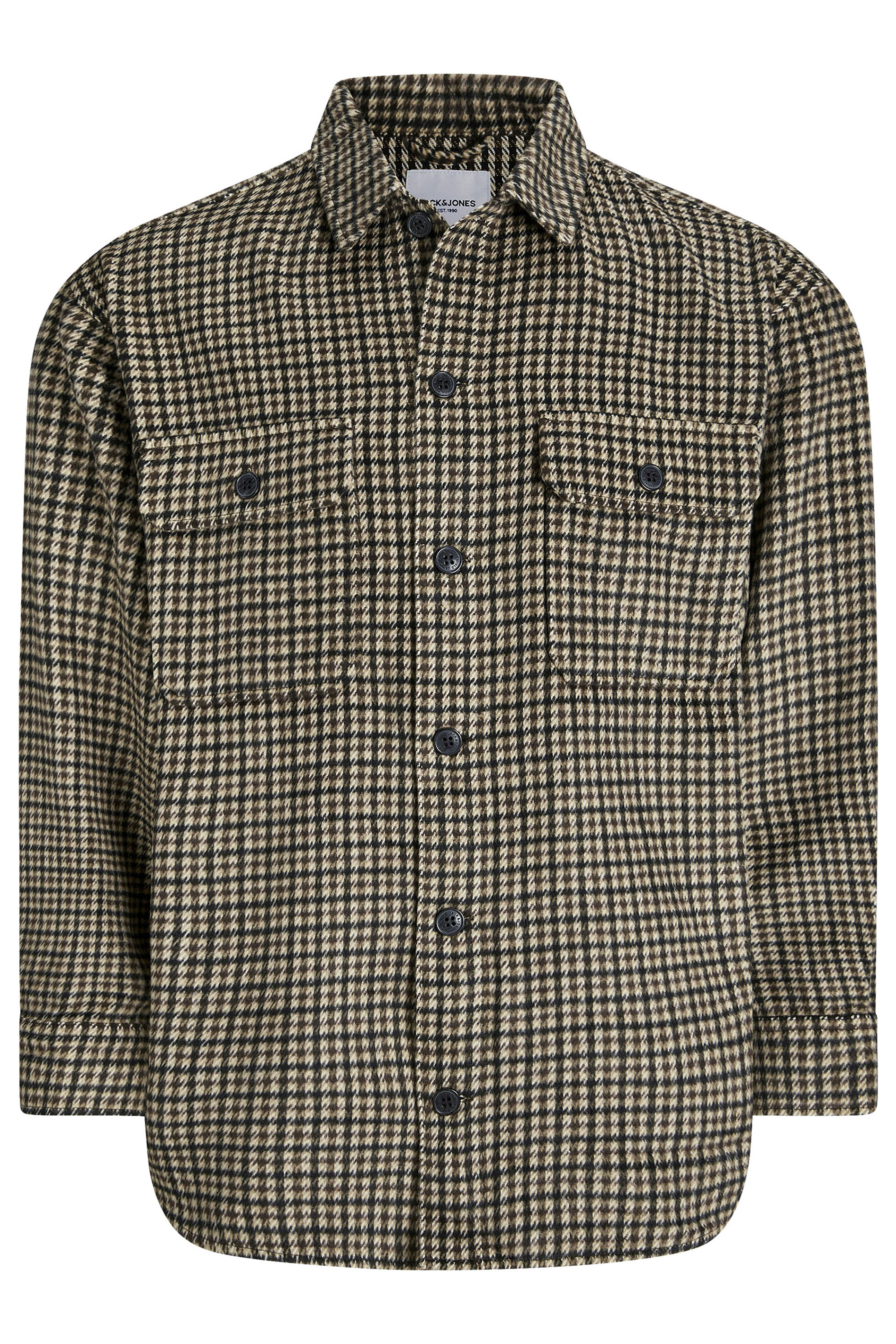 JACK & JONES Big & Tall Black Check Long Sleeve Overshirt | BadRhino 3