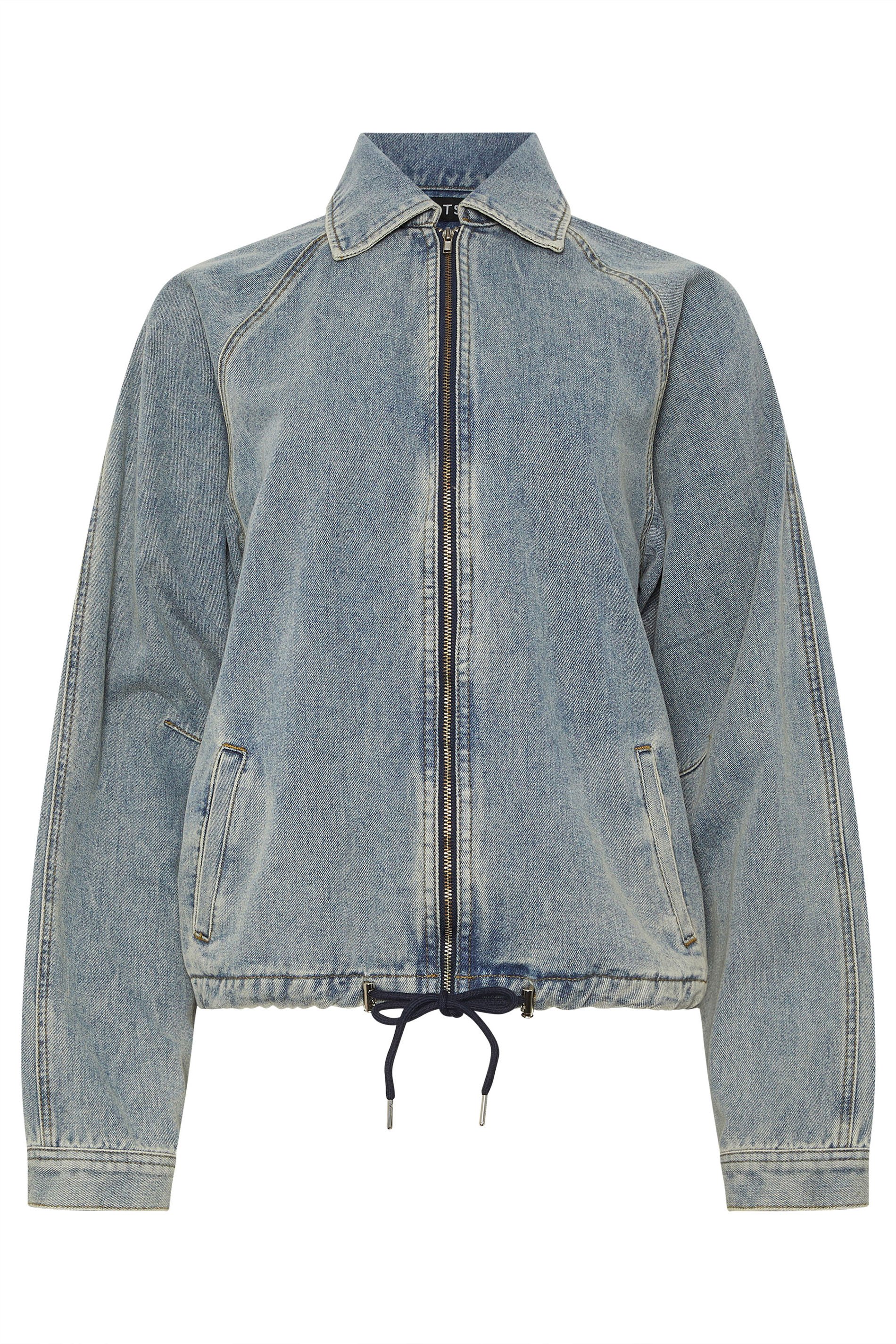 LTS Tall Women's Blue Washed Denim Bomber Jacket | Long Tall Sally 7