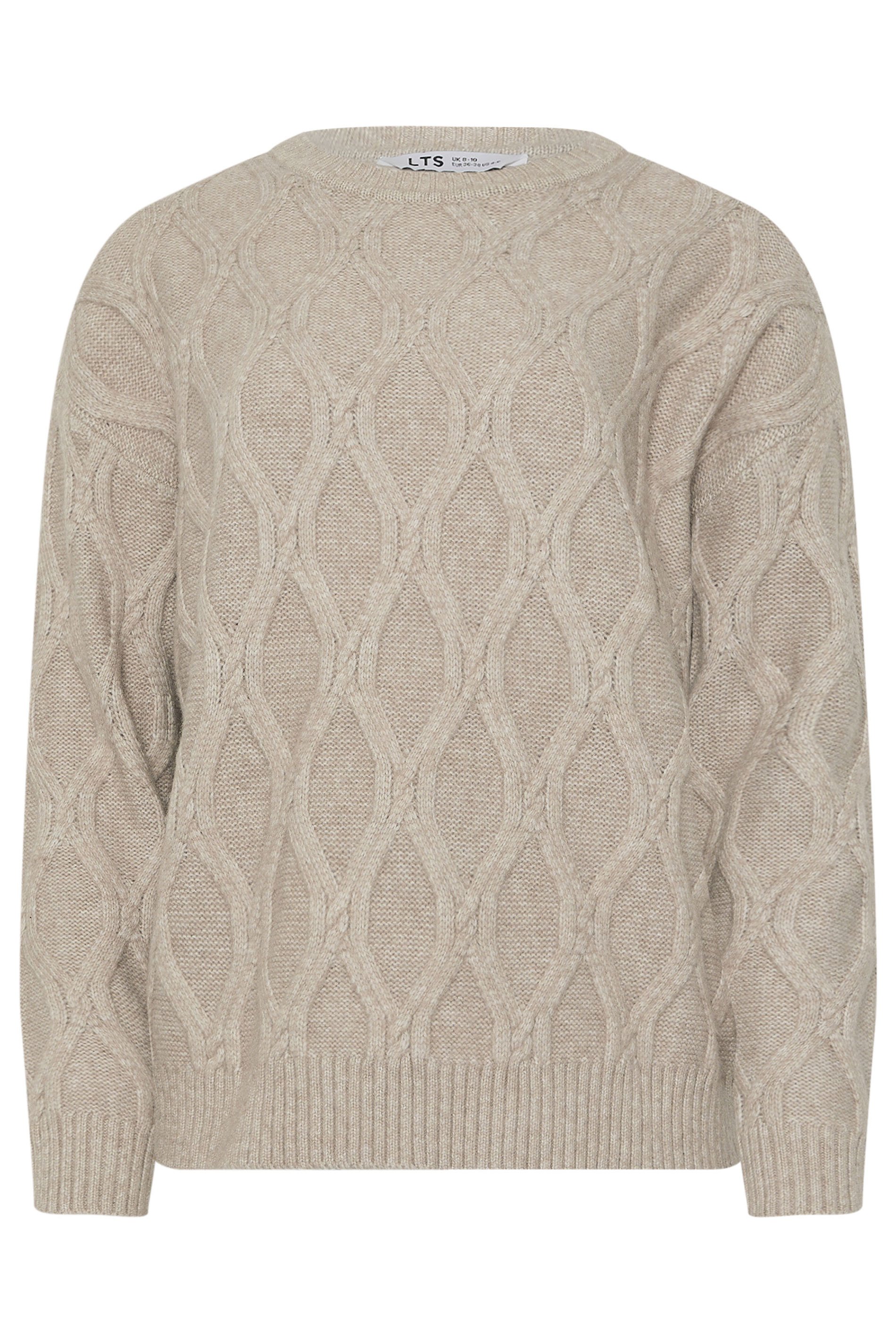 LTS Tall Natural Brown Cable Knit Jumper | Long Tall Sally 5