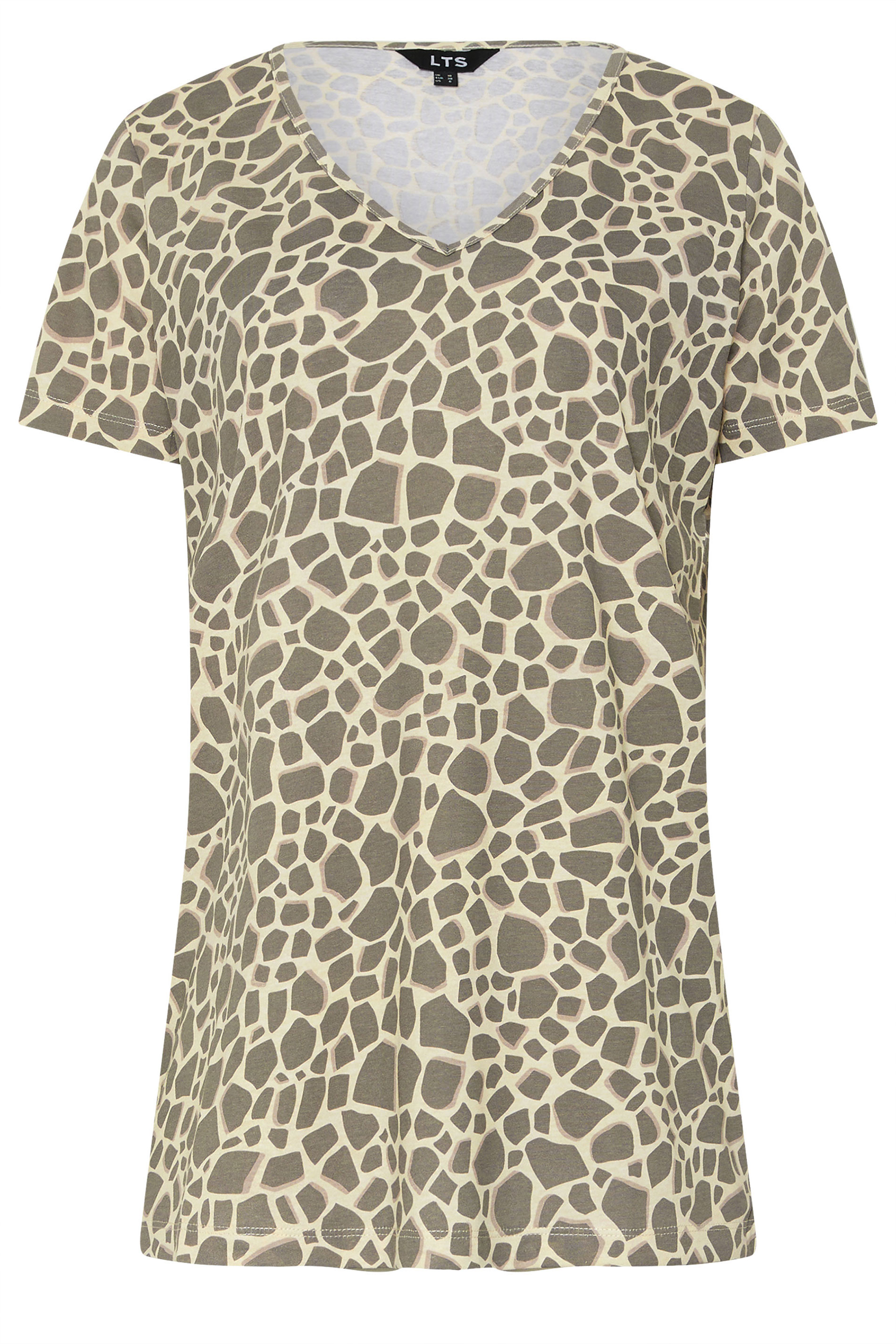 LTS Tall Grey Giraffe Print V-Neck T-Shirt | Long Tall Sally 5