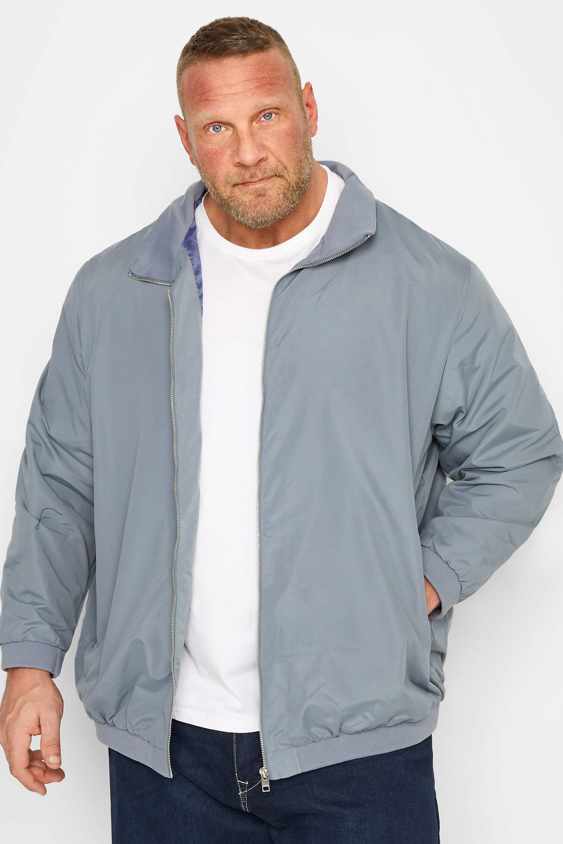 JACK & JONES Big & Tall Grey Harrington Jacket | BadRhino 2