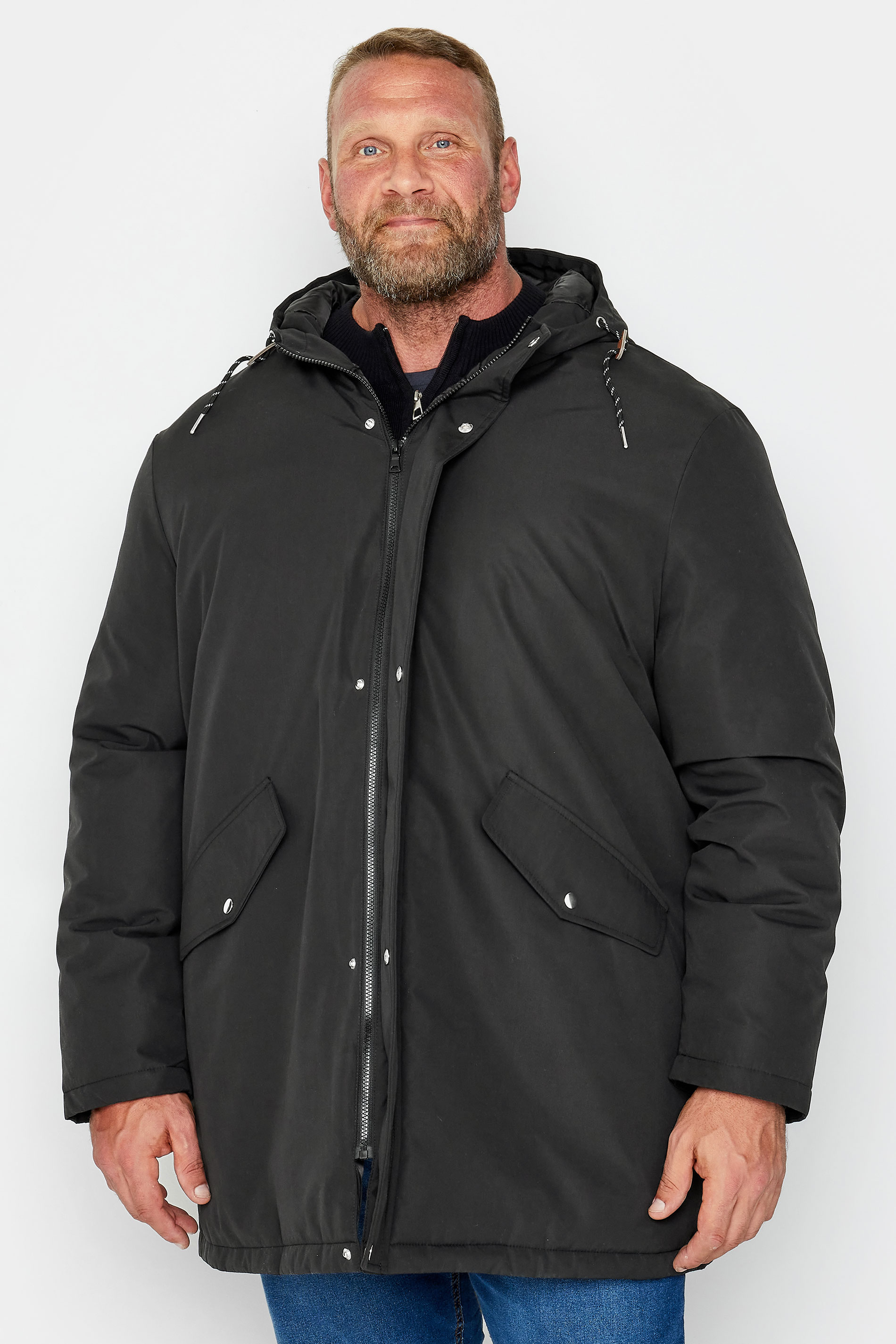 BadRhino Big & Tall Black Long Hooded Parka | BadRhino 3